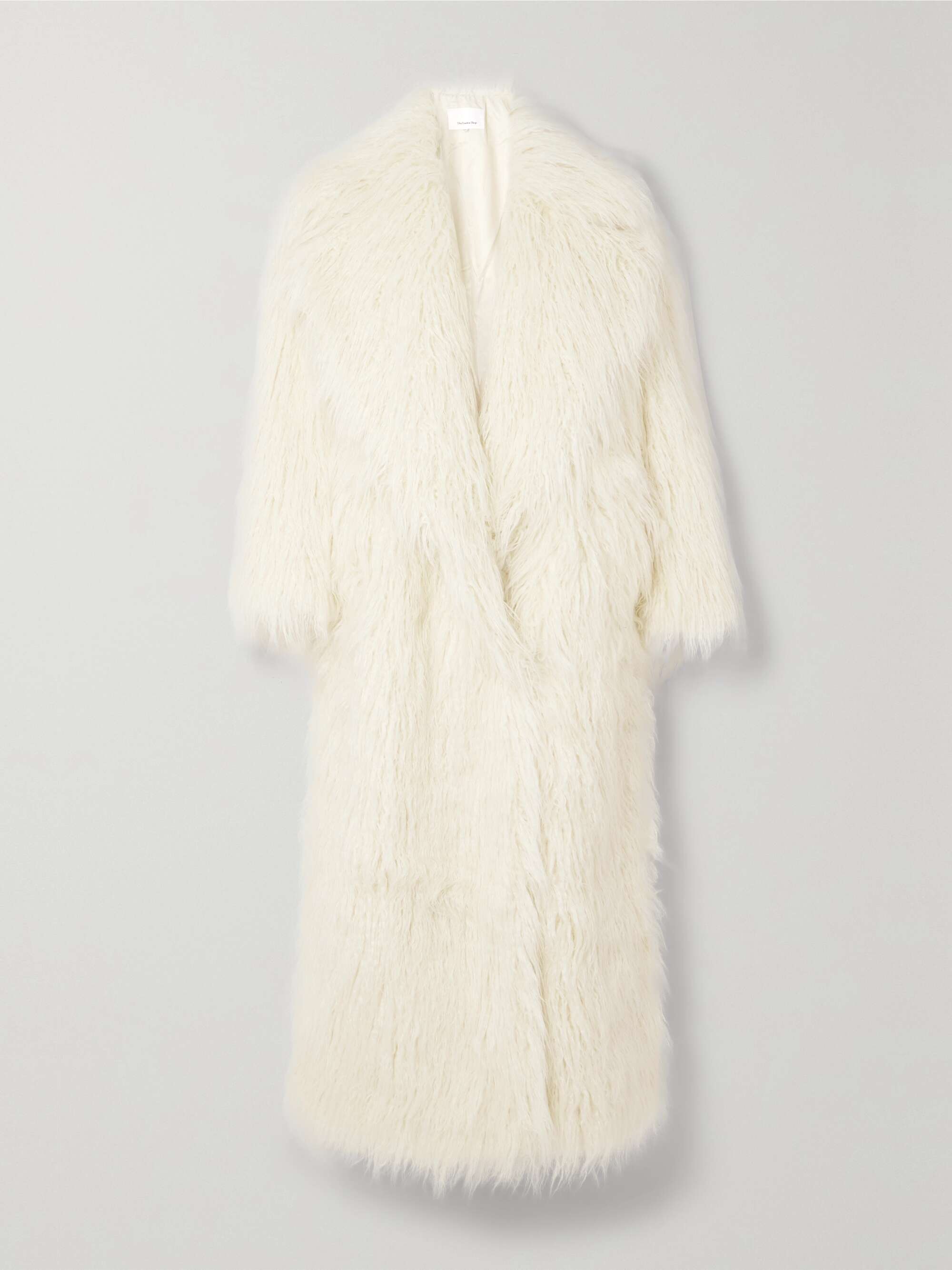 Nicole Long Faux Fur Coat - Off White