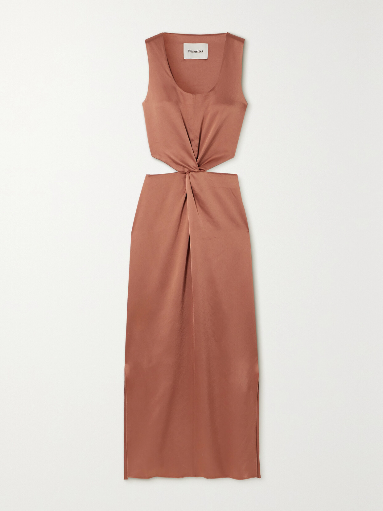 Nanushka Lucca Twist-front Cutout Satin Midi Dress - Pink