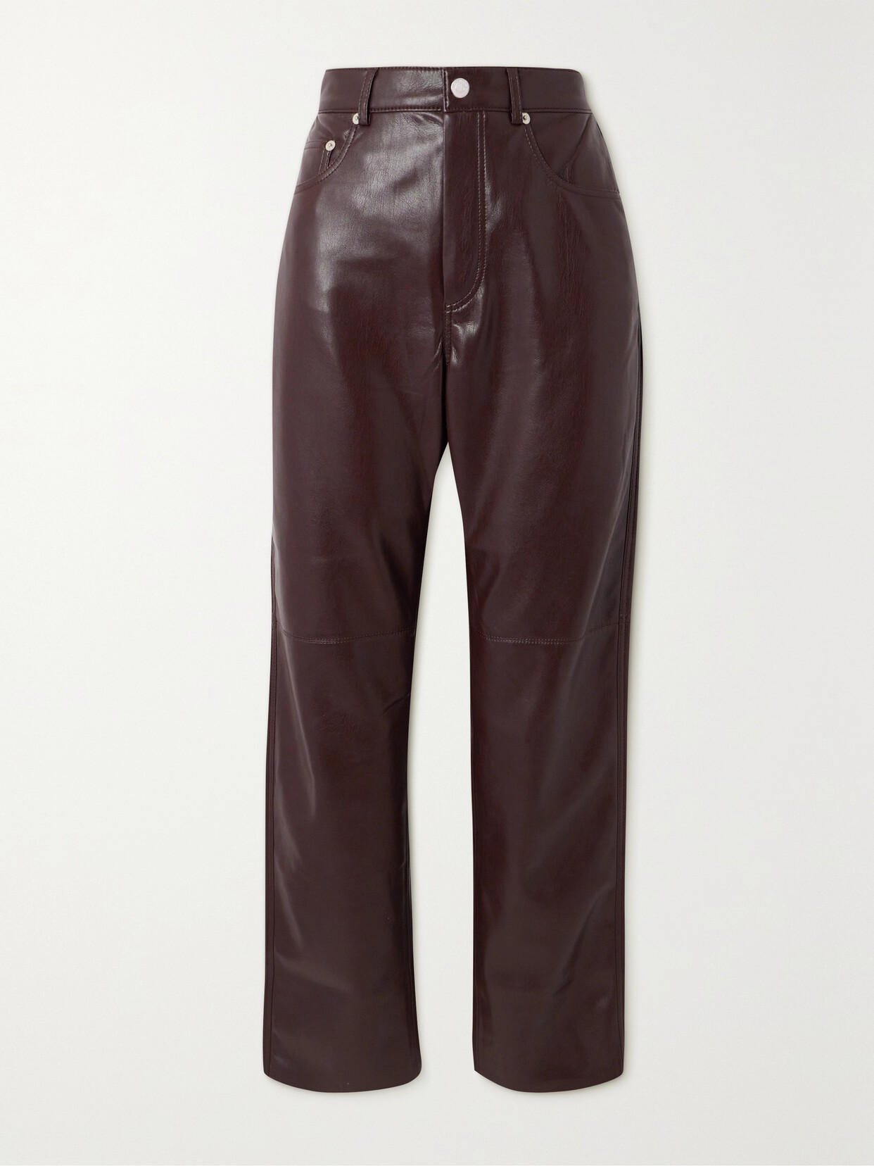 NANUSHKA VINNI CROPPED OKOBOR FAUX LEATHER STRAIGHT-LEG PANTS