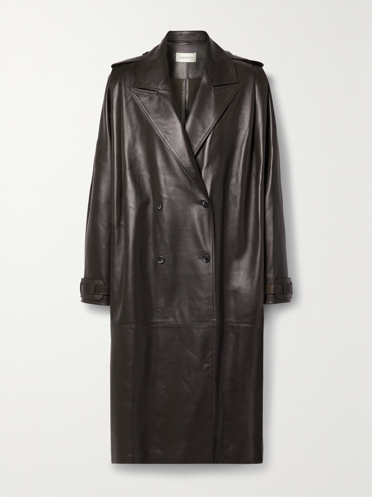 16ARLINGTON - Eglan Double-breasted Leather Trench Coat - Brown