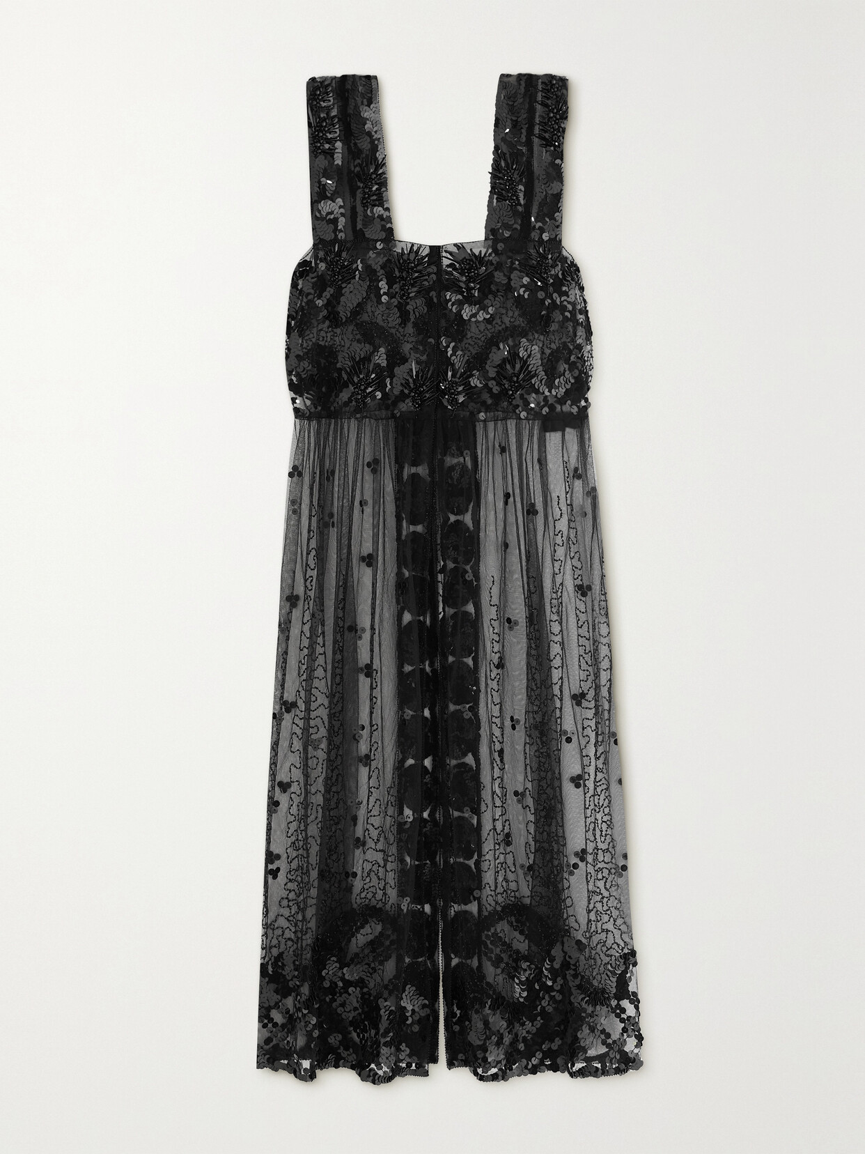 16ARLINGTON Ommin Embroidered Embellished Tulle Top - Black