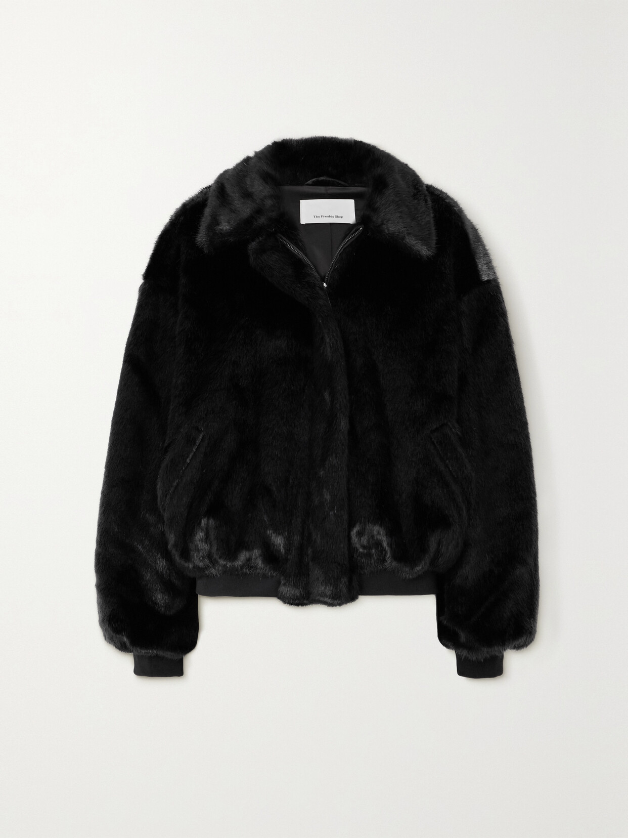 The Frankie Shop Pam Faux Fur Bomber Jacket In Black