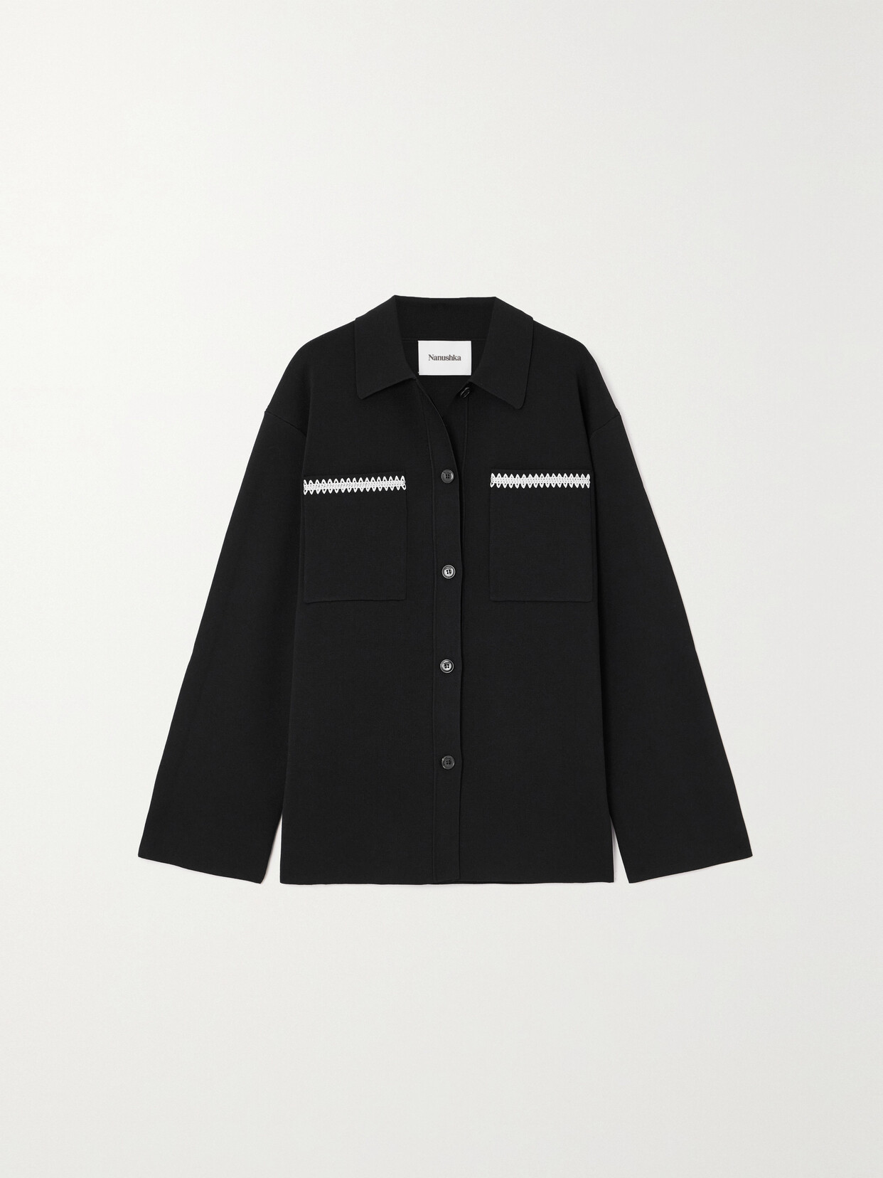 NANUSHKA + NET SUSTAIN SILVIA EMBROIDERED RECYCLED WOVEN SHIRT