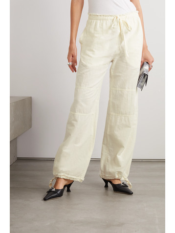Acne Studios Frayed cotton and linen-blend wide-leg pants