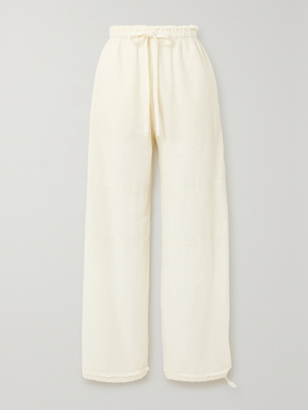 Acne Studios Frayed Cotton And Linen-blend Wide-leg Pants In Off-white