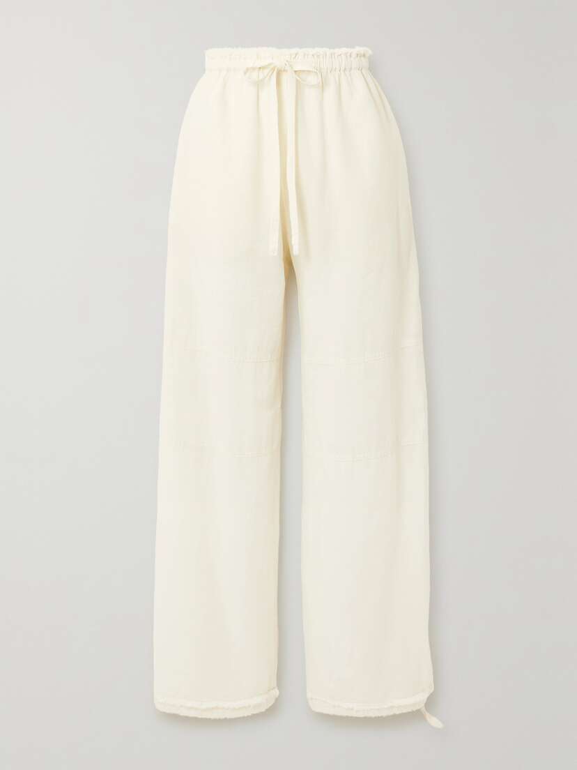 Acne Studios Frayed Cotton And Linen-blend Wide-leg Pants