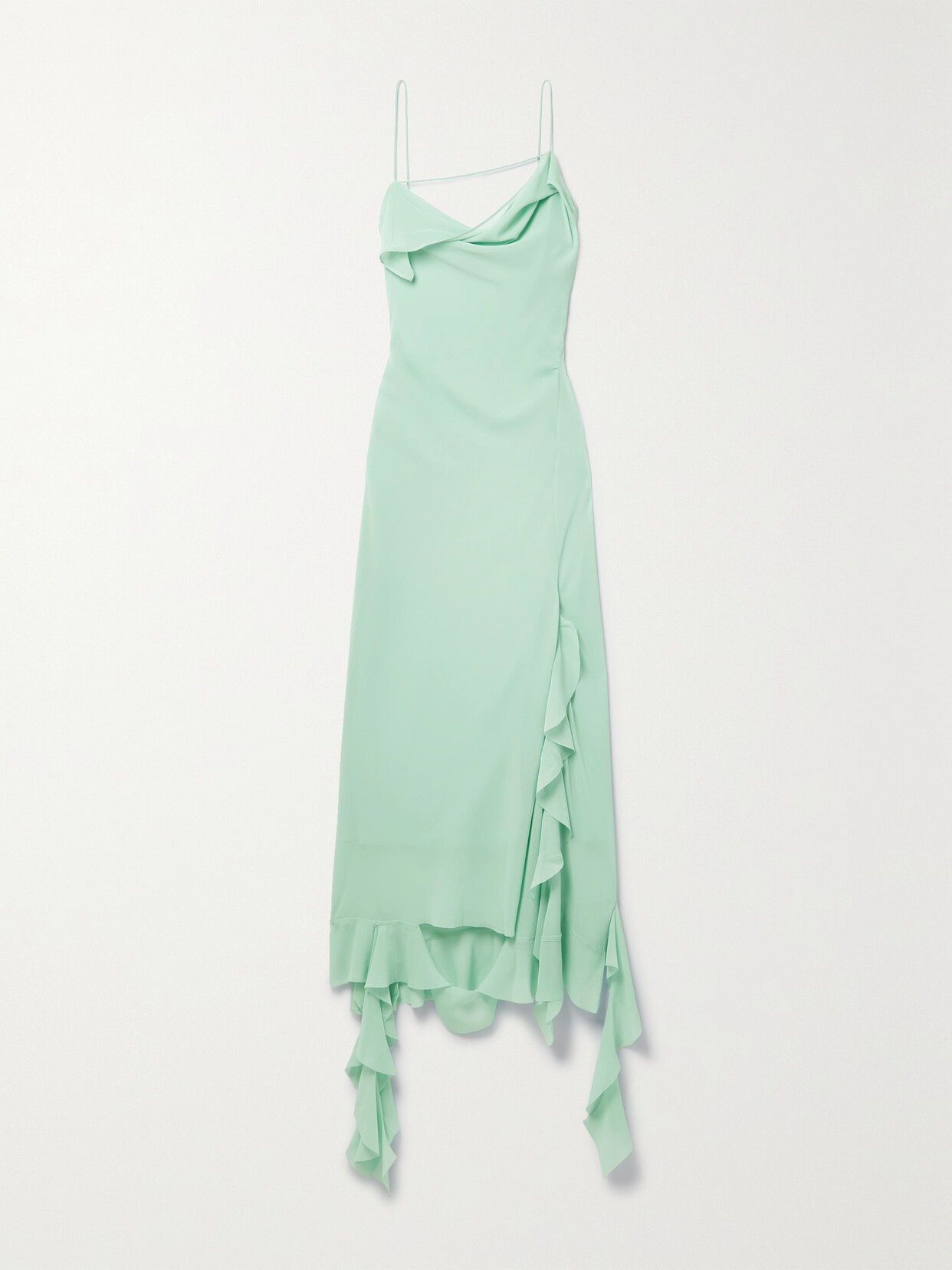 Acne Studios - Asymmetric Layered Ruffled Chiffon Midi Dress - Blue