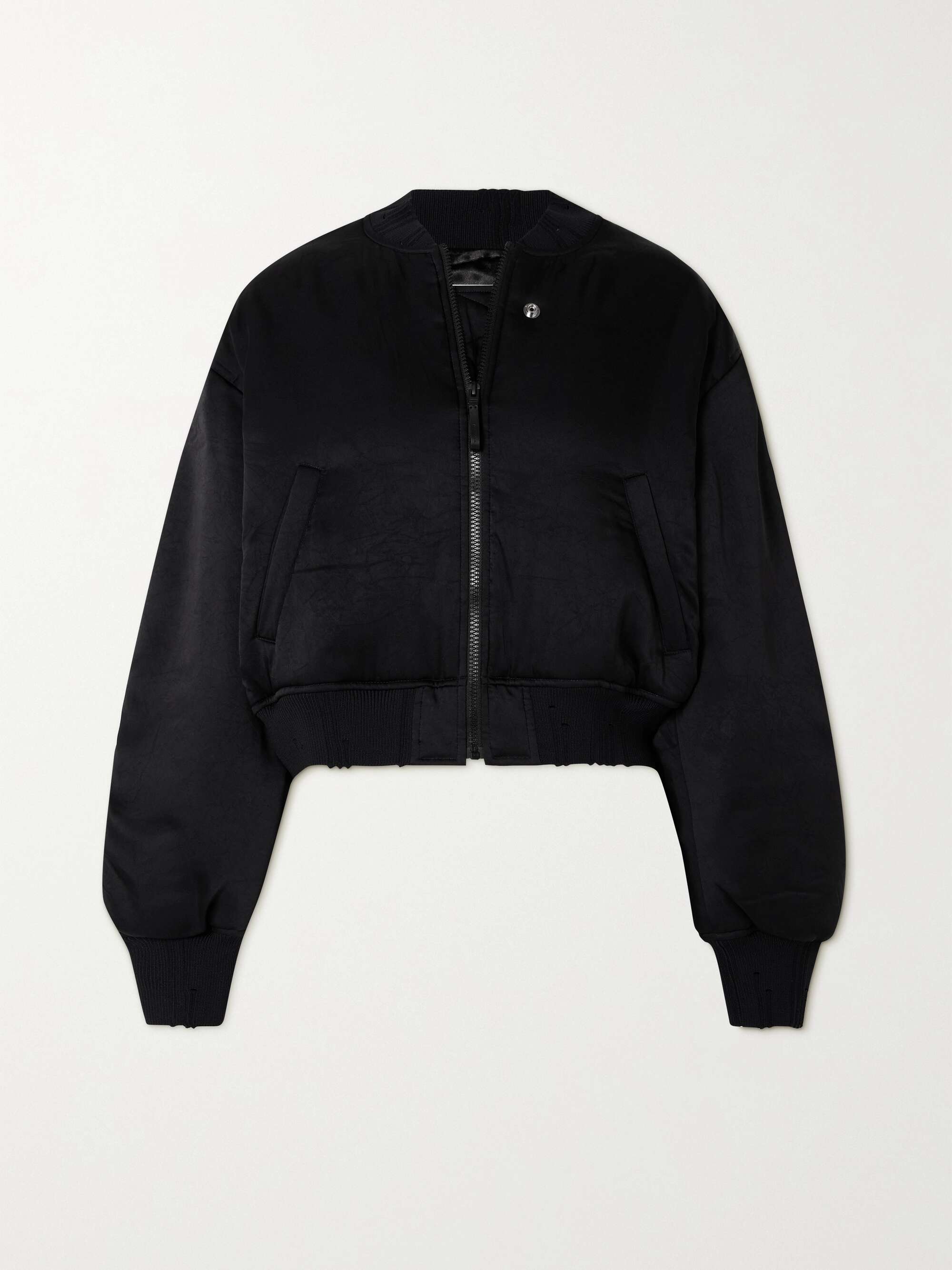 ACNE STUDIOS Embroidered ruched satin bomber jacket | NET-A-PORTER