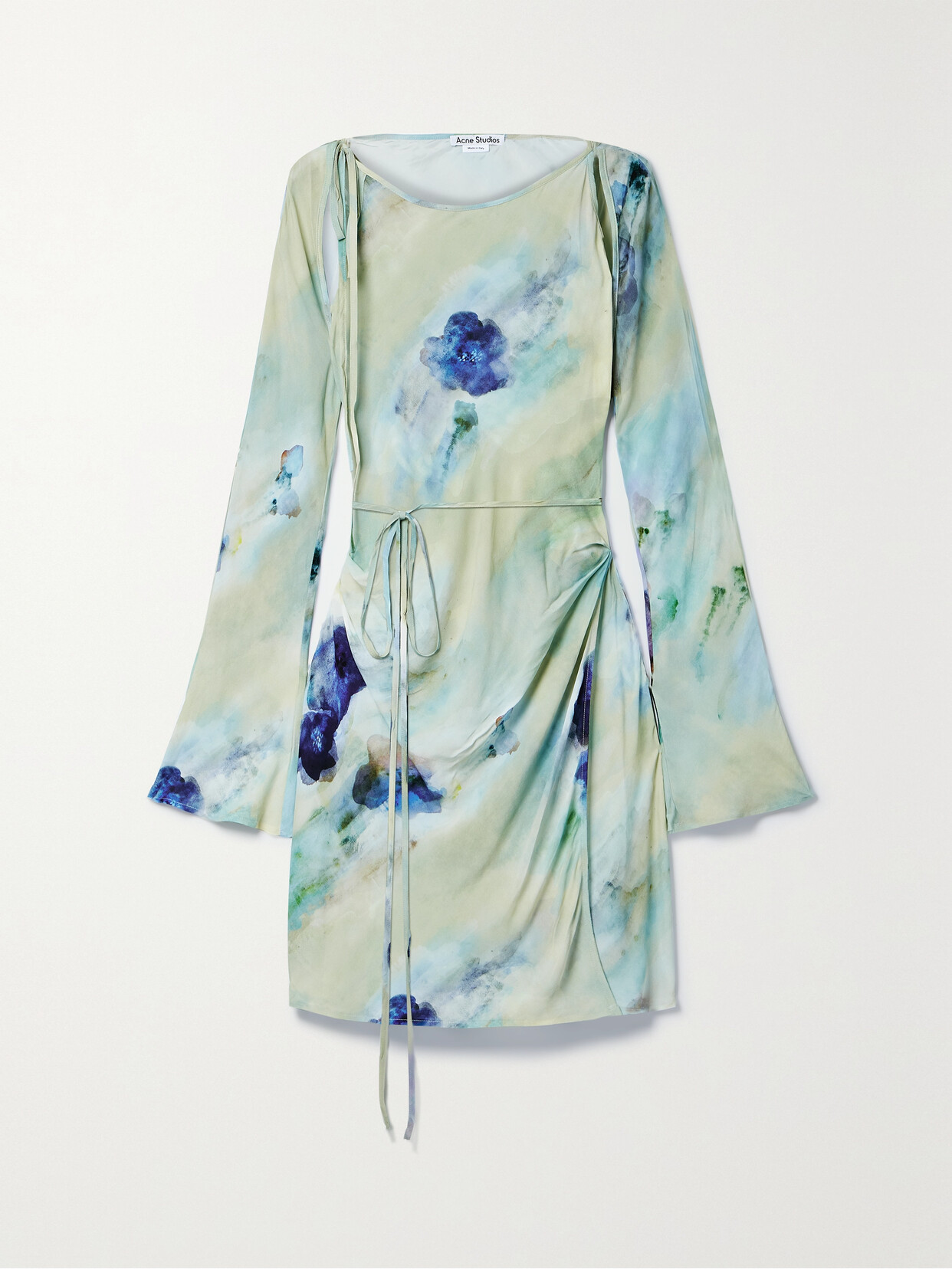 Acne Studios Cutout Tie-dyed Floral-print Crepe Mini Dress In Multicolor