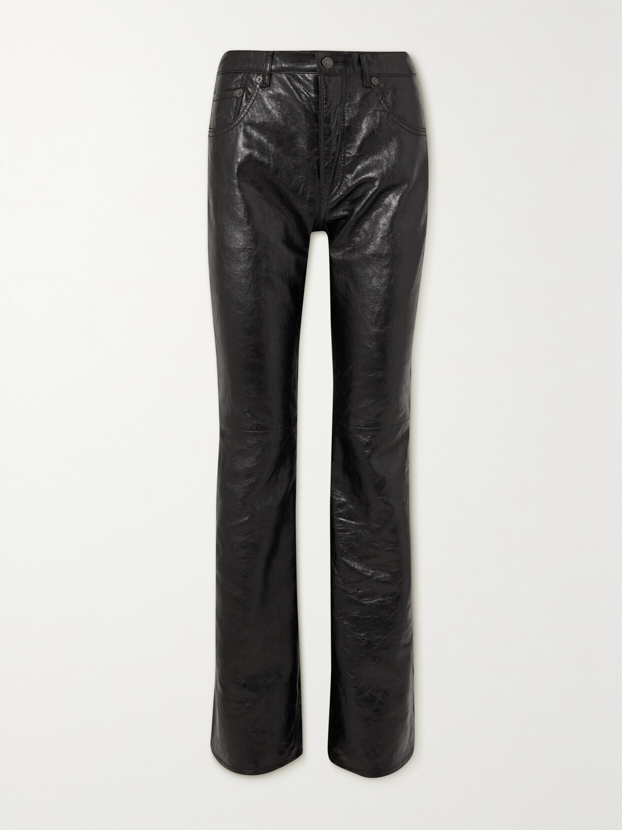 Acne Studios Mid Rise Straight Leather Pants In Black