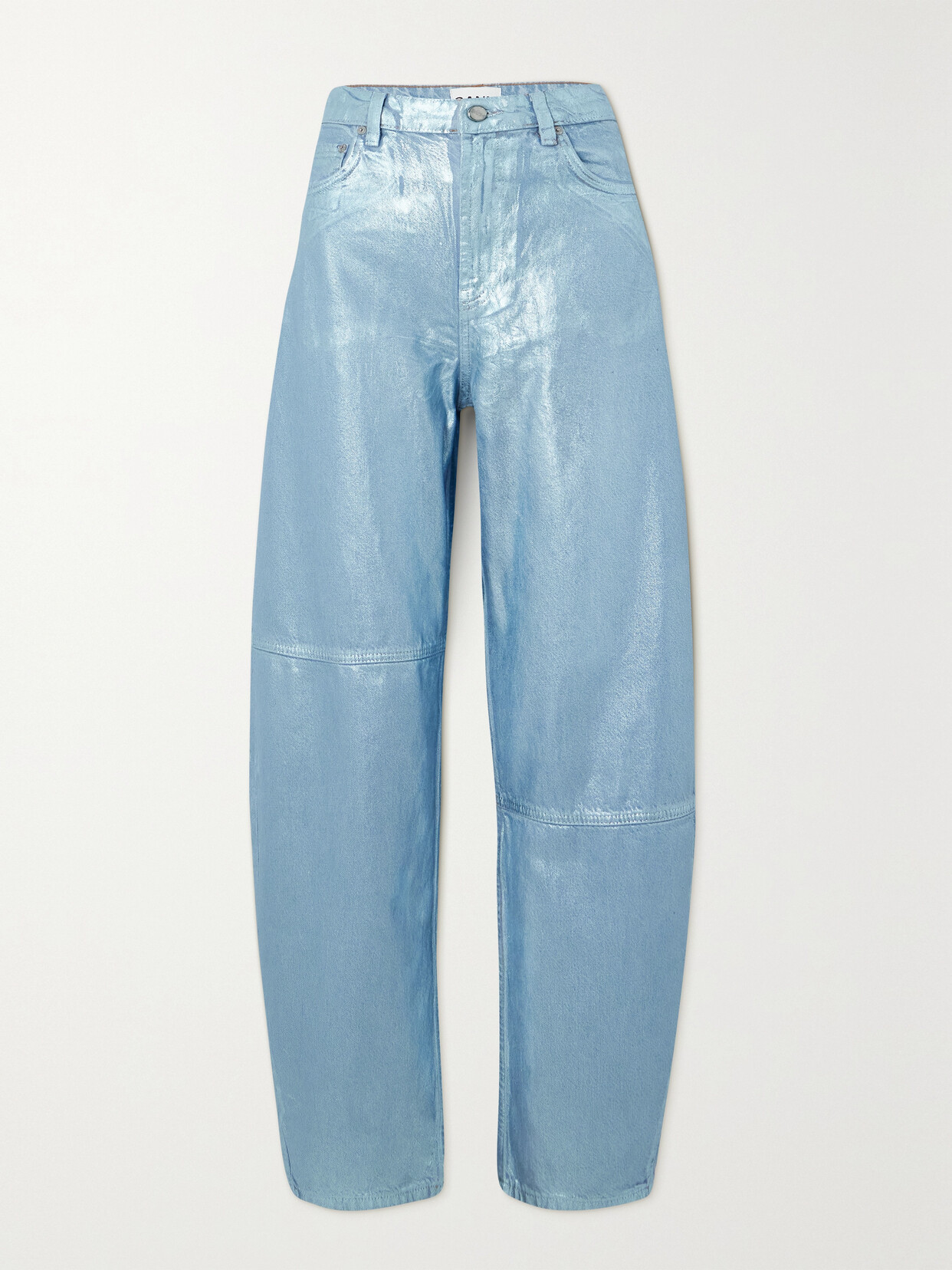 GANNI - Metallic High-rise Tapered Organic Jeans - Blue