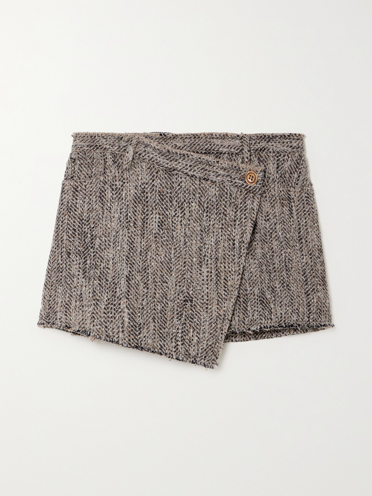 Acne Studios - Herringbone Tweed Mini Wrap Skirt - Brown