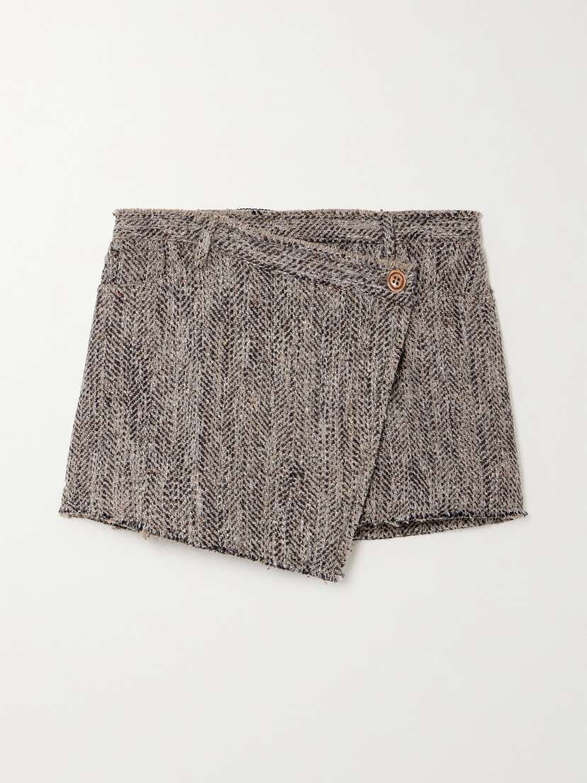 Acne Studios Herringbone Tweed Mini Wrap Skirt - EU 42