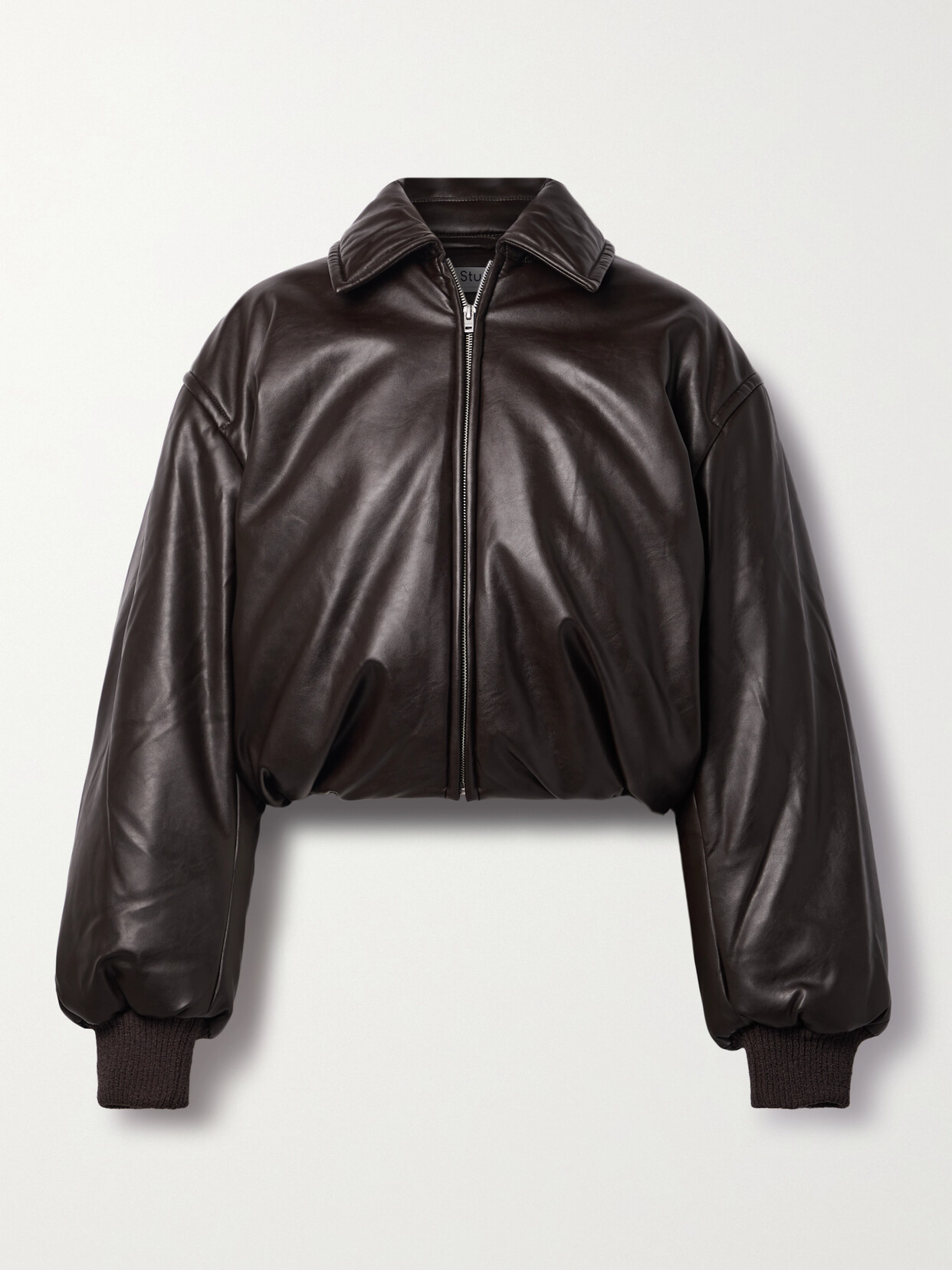 Acne Studios - Cropped Padded Faux Leather Jacket - Brown