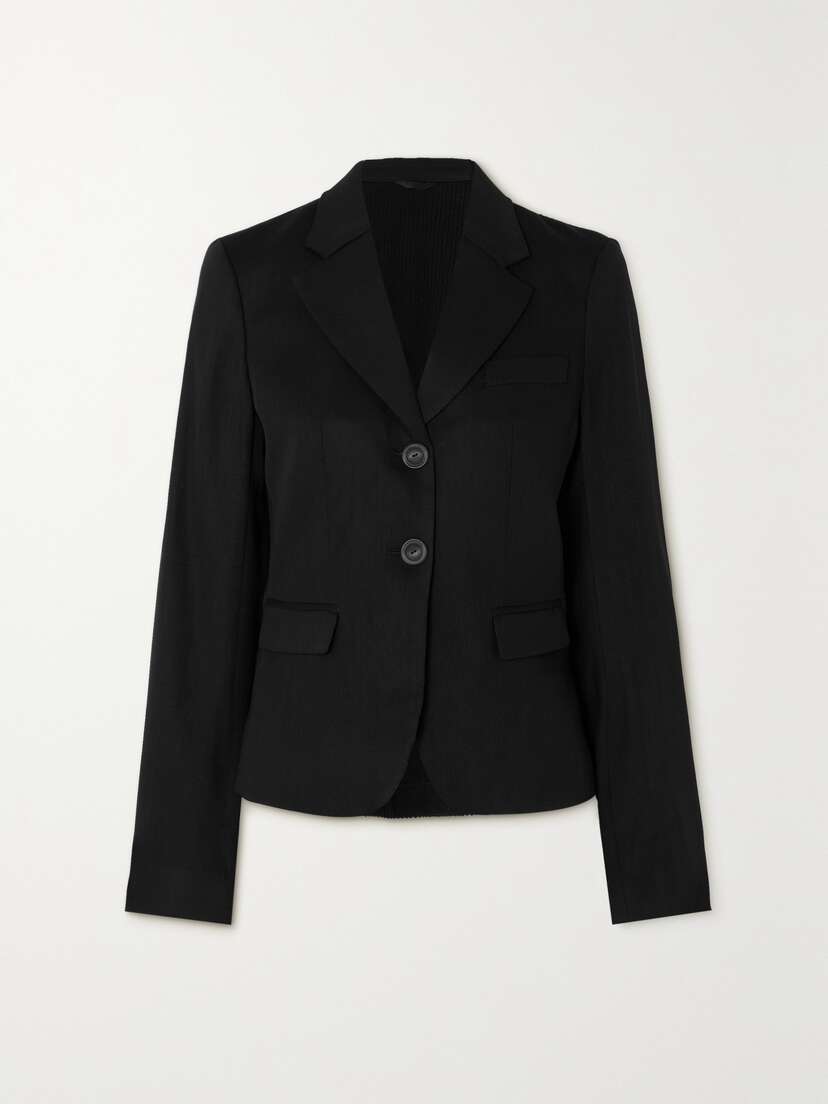 Acne Studios Wool-blend Crepe And Ribbed-knit Blazer