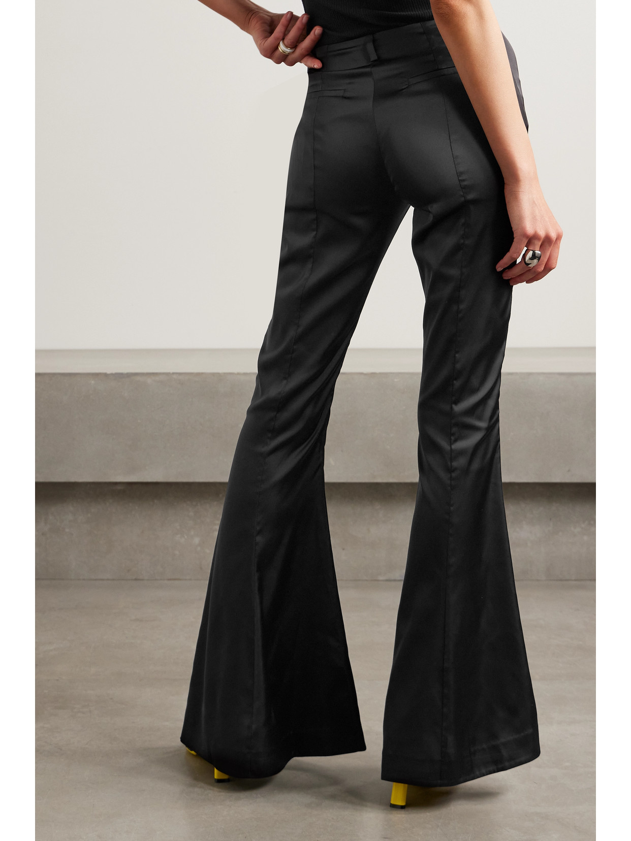 Acne Studios Flared Satin Pants In Black