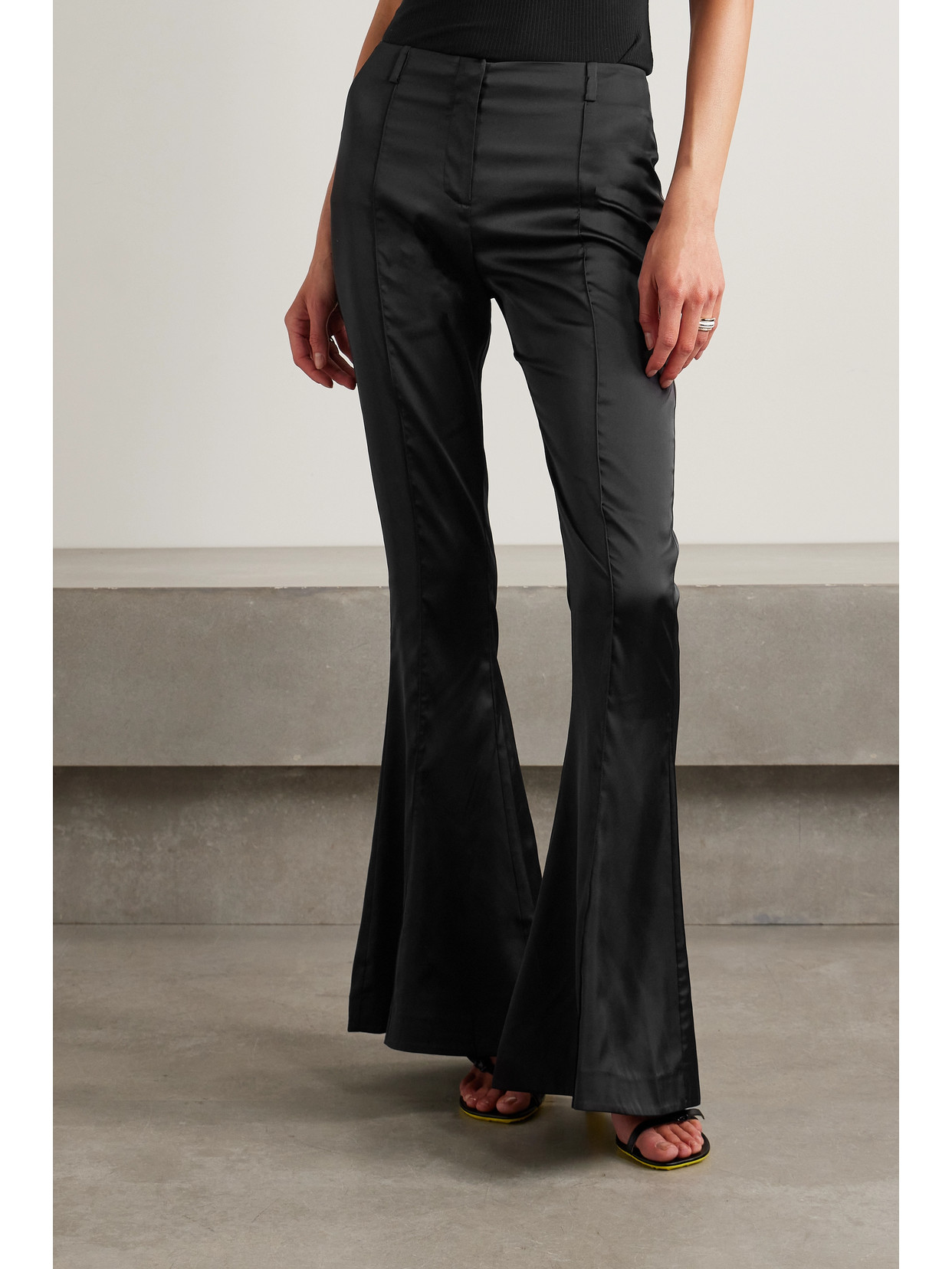 Acne Studios Flared Satin Pants In Black