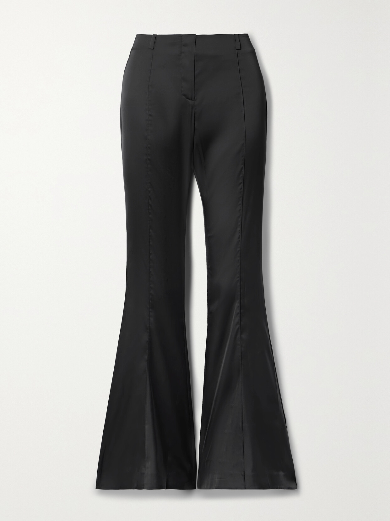 Acne Studios Flared Satin Trousers In Black