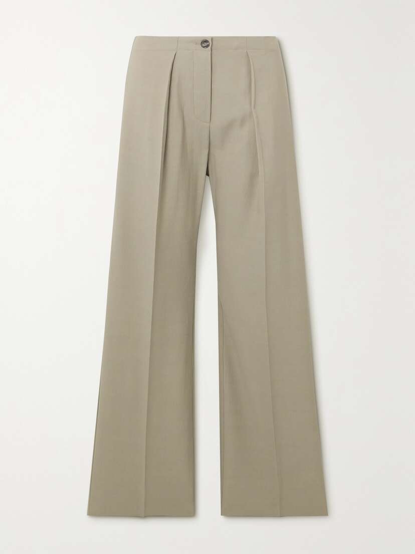 Acne Studios Pleated Herringbone Jacquard Wide-leg Pants - EU 42