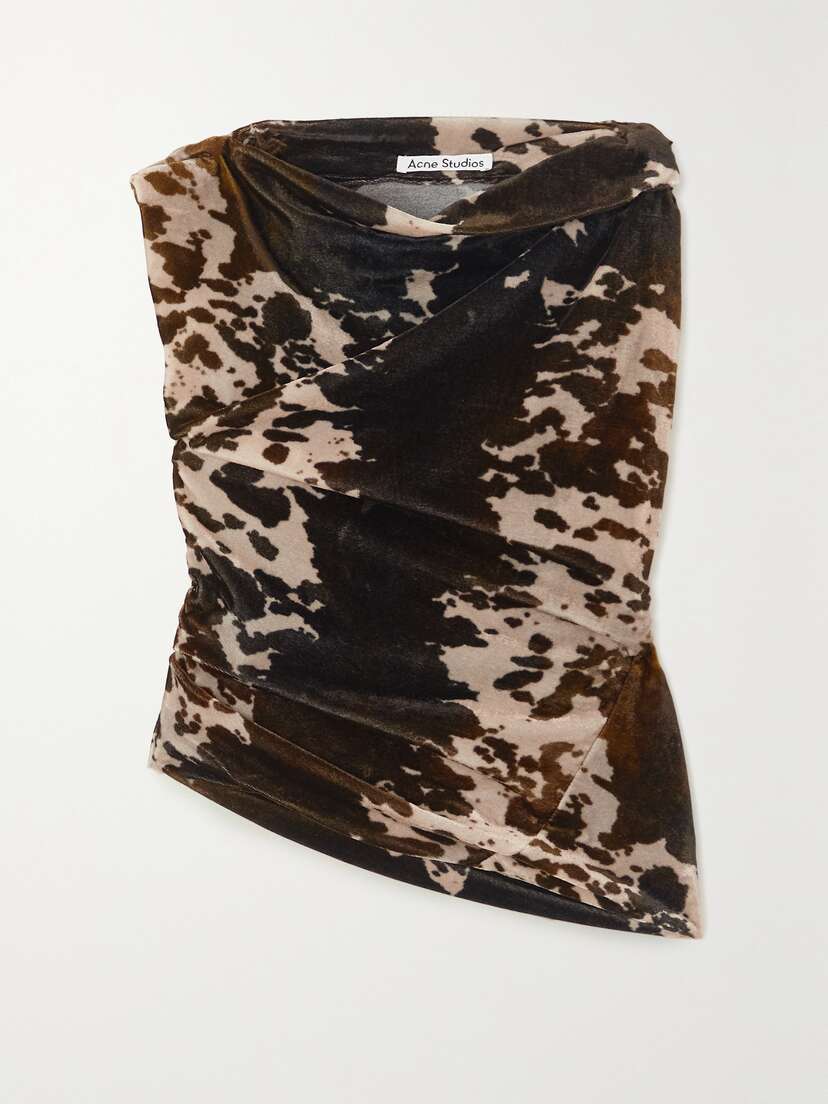 Acne Studios Draped Cow-print Velvet Top