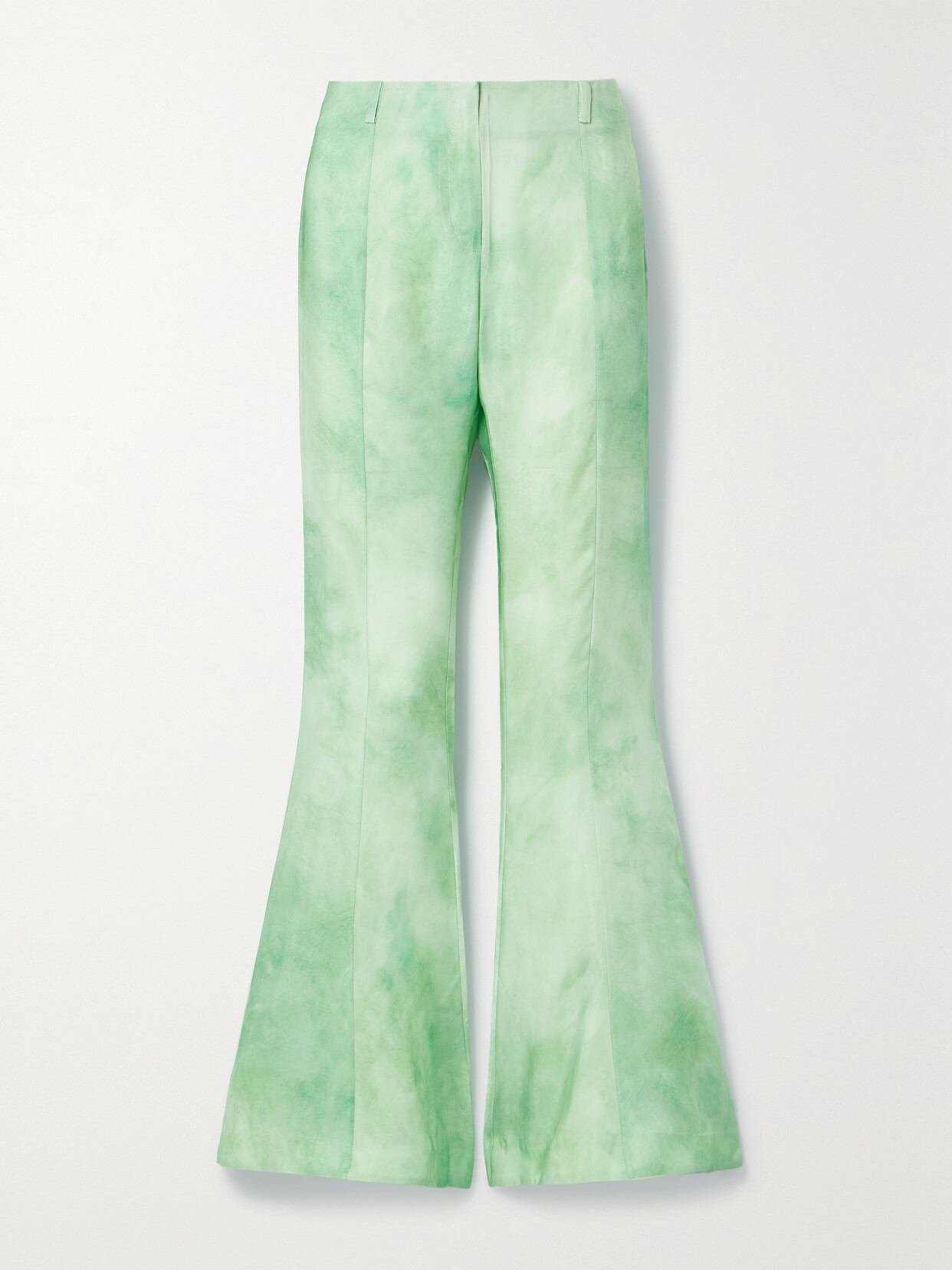 Shop Acne Studios Flared Tie-dyed Twill Pants In Green