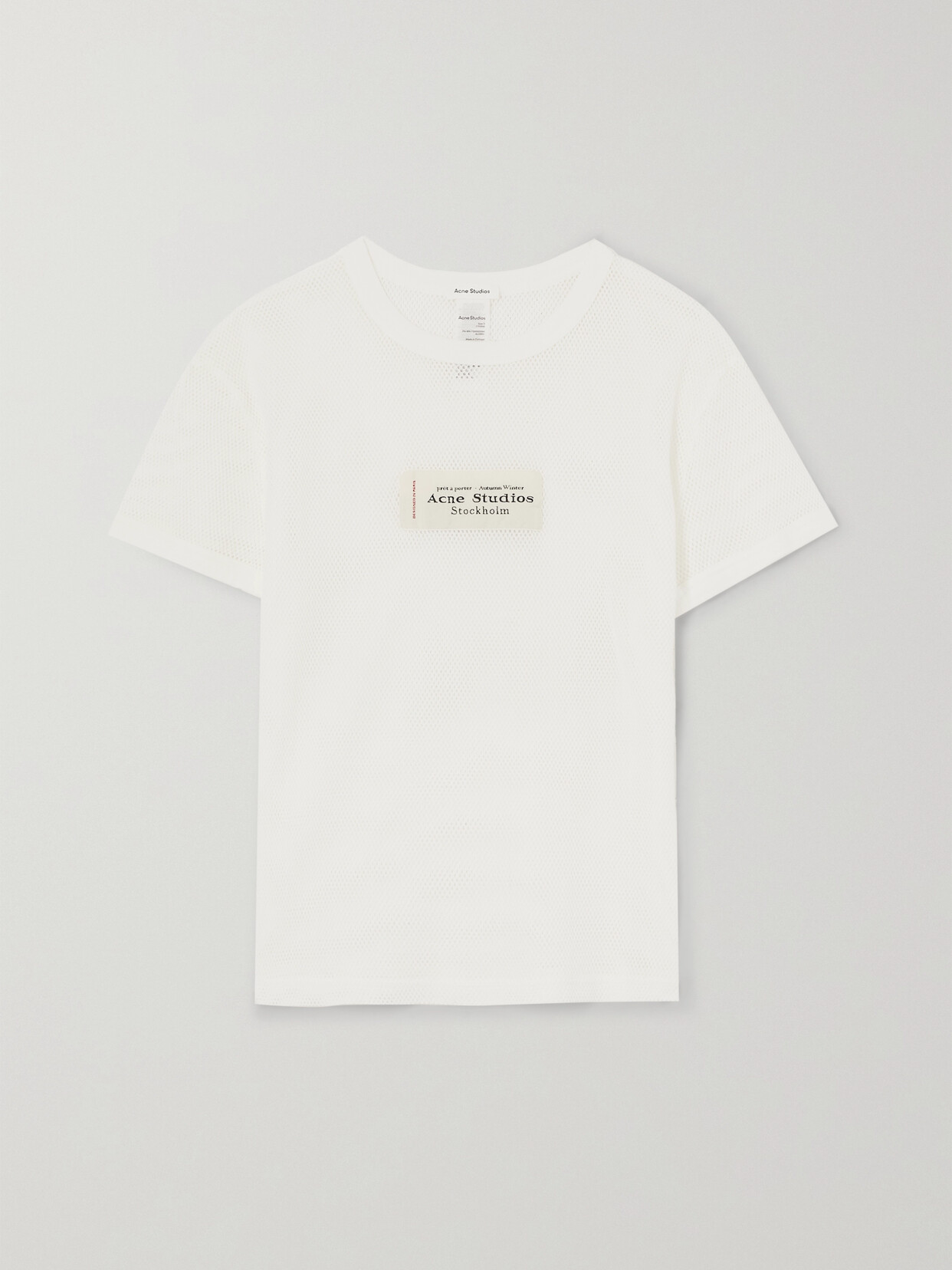 Acne Studios Appliquéd Cotton-mesh T-shirt In White