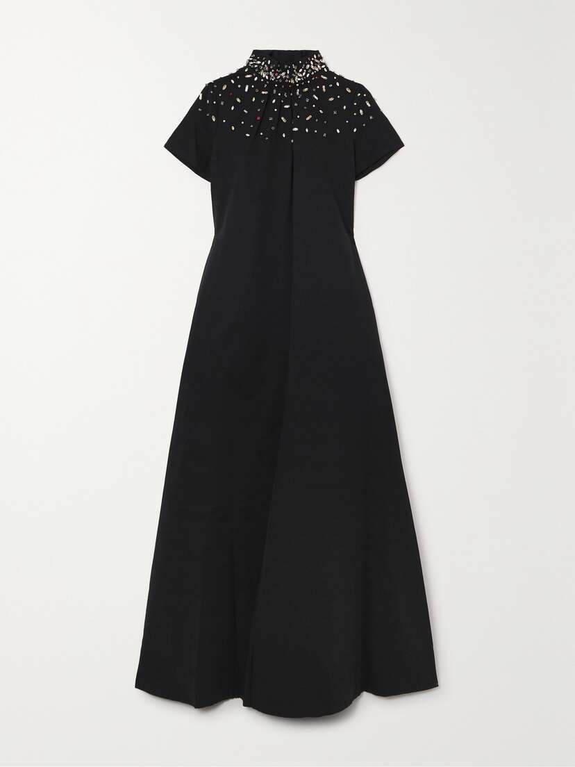 STAUD Ilana Open-back Embellished Cotton-blend Maxi Dress