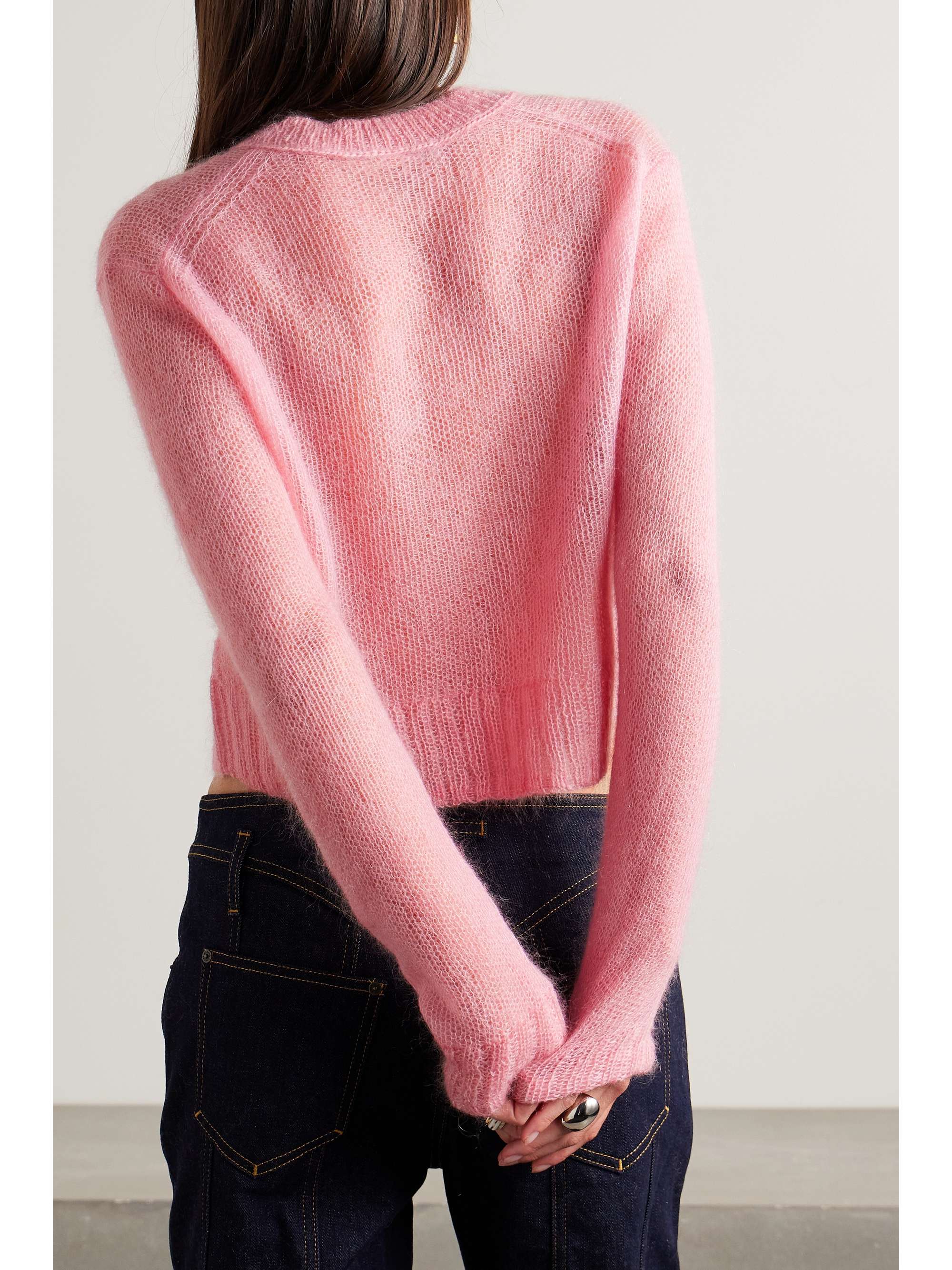 ACNE STUDIOS Cropped open-knit mohair-blend sweater | NET-A-PORTER