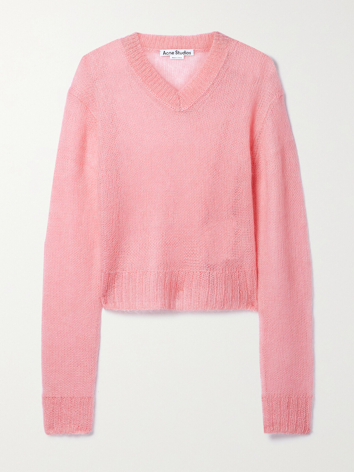 Acne Studios - Cropped Open-knit Mohair-blend Sweater - Pink