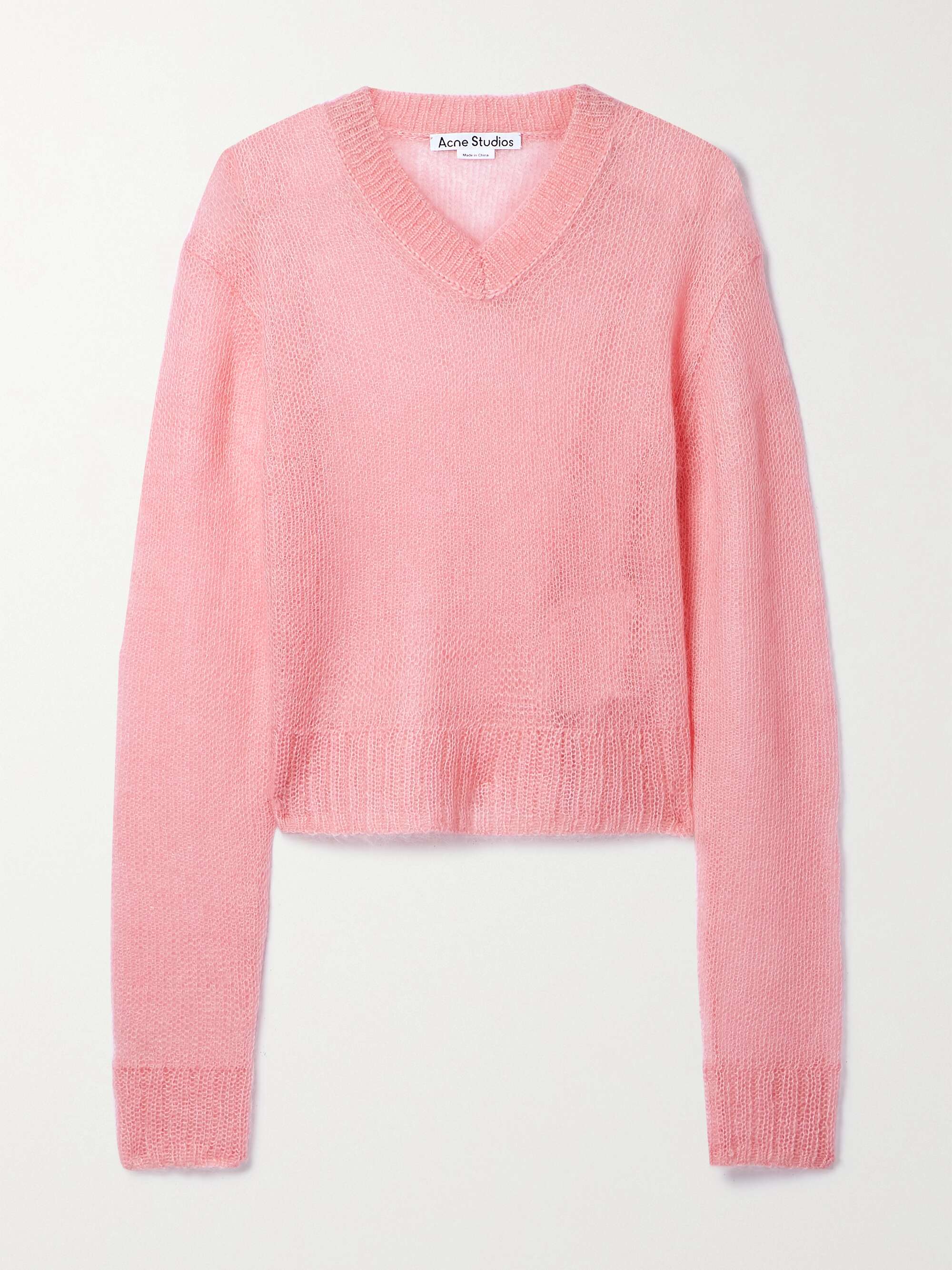 ACNE STUDIOS Cropped open-knit mohair-blend sweater