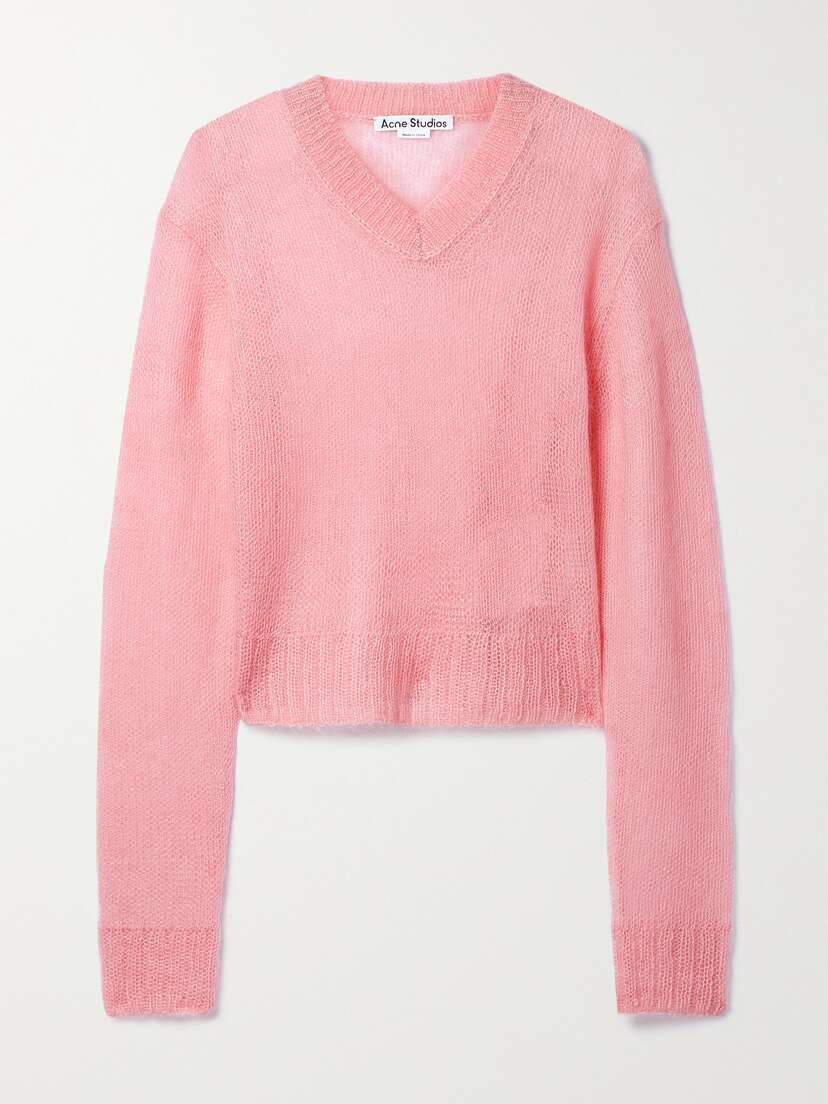 Acne Studios Cropped Open-knit Mohair-blend Sweater