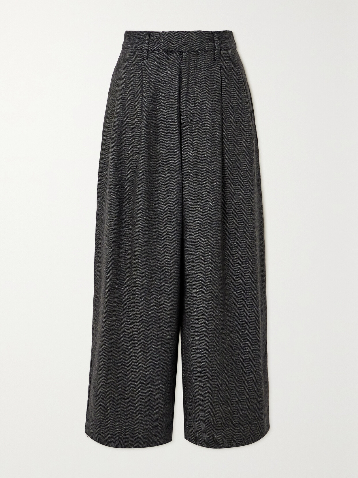 Sea - Lucas Pleated Herringbone Tweed Wide-leg Pants - Gray