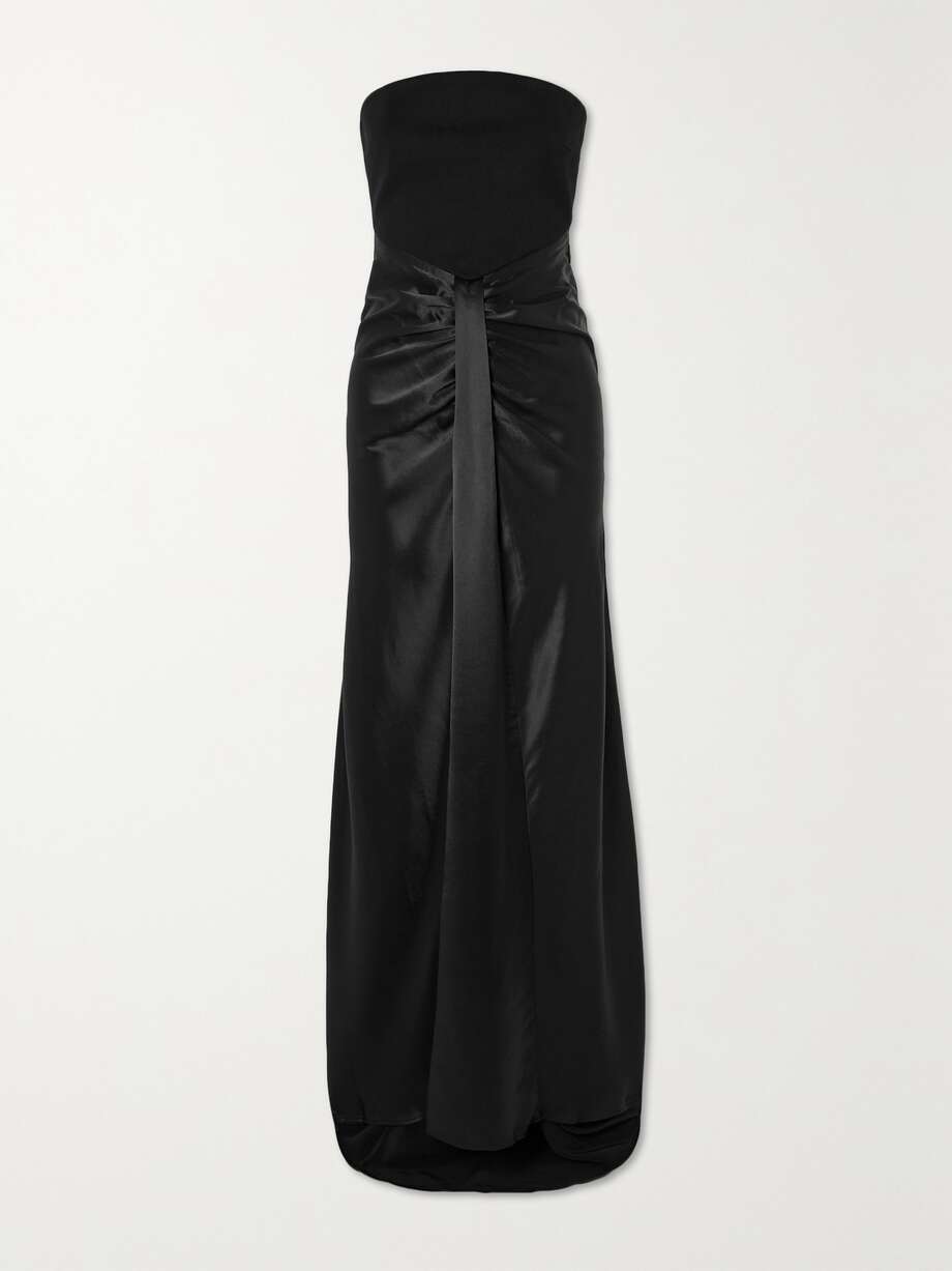 net-a-porter.com | Wayfaring strapless cutout ponte and satin gown