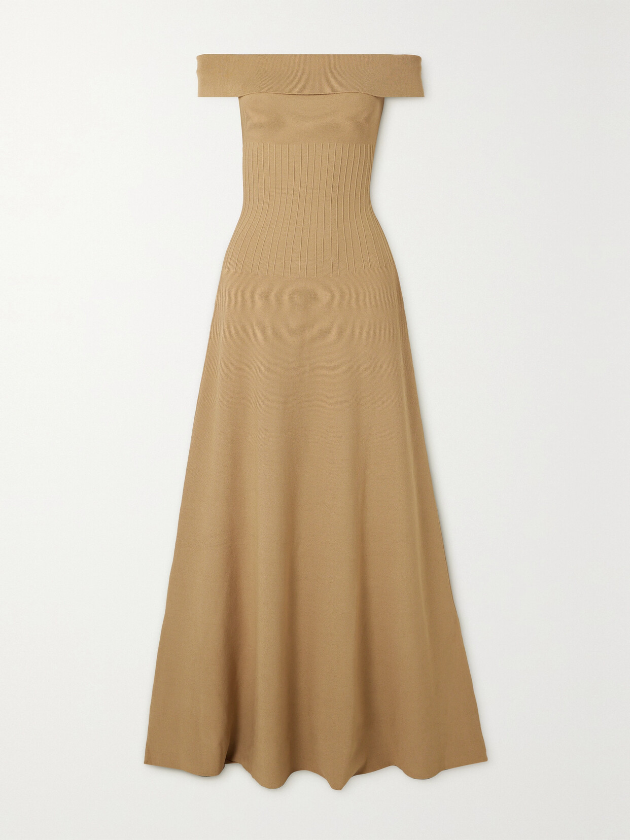 STAUD - Artistry Off-the-shoulder Stretch-knit Maxi Dress - Brown