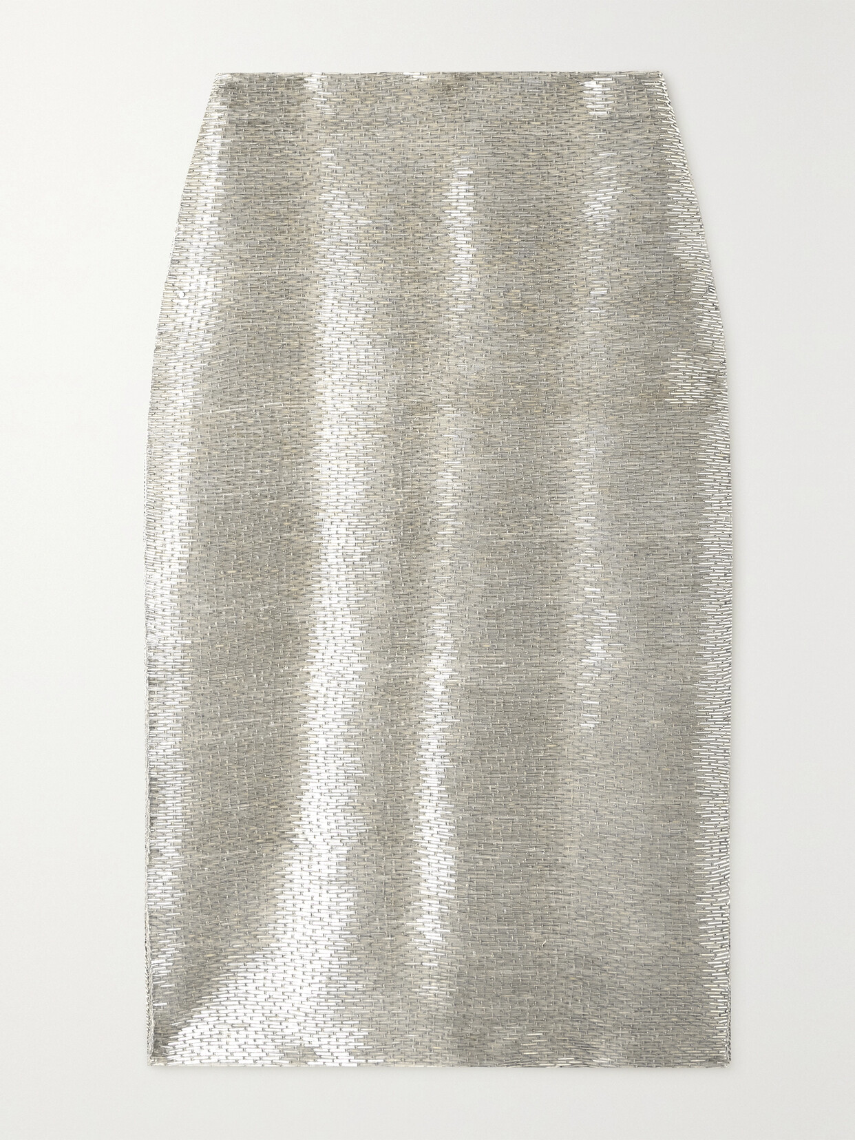 Staud Tulip Bead-embellished Stretch-jersey Midi Skirt In Silver