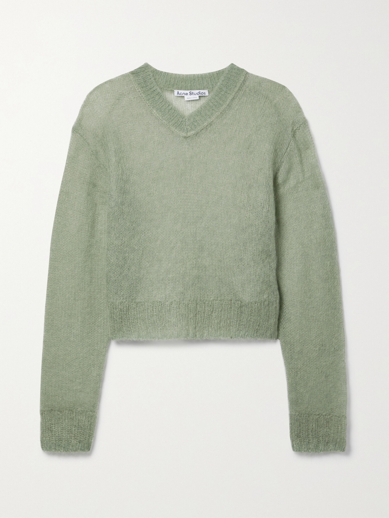 Acne Studios - Cropped Open-knit Mohair-blend Sweater - Green