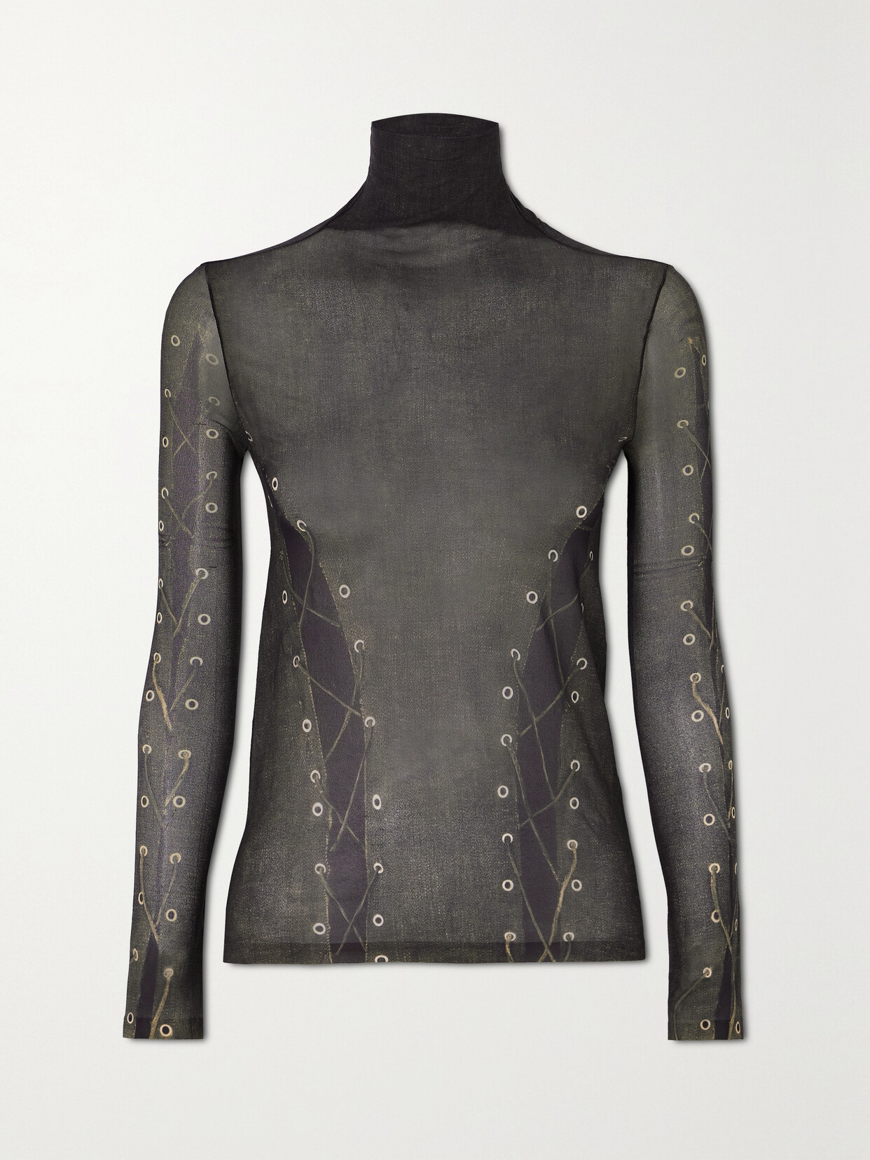 Acne Studios - Printed Mesh Turtleneck Top - Brown