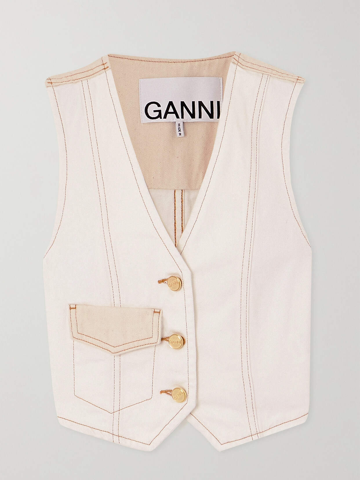 GANNI - Organic Denim Vest - Off-white