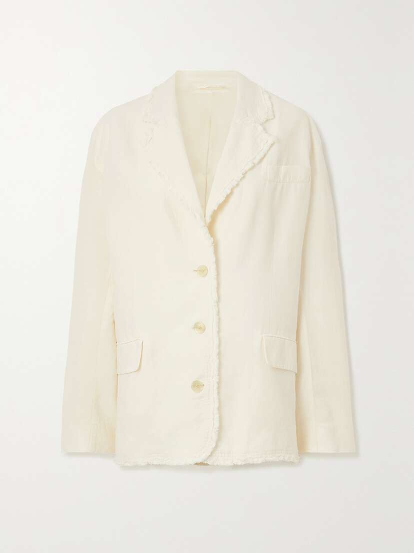 Acne Studios Frayed Cotton And Linen-blend Blazer