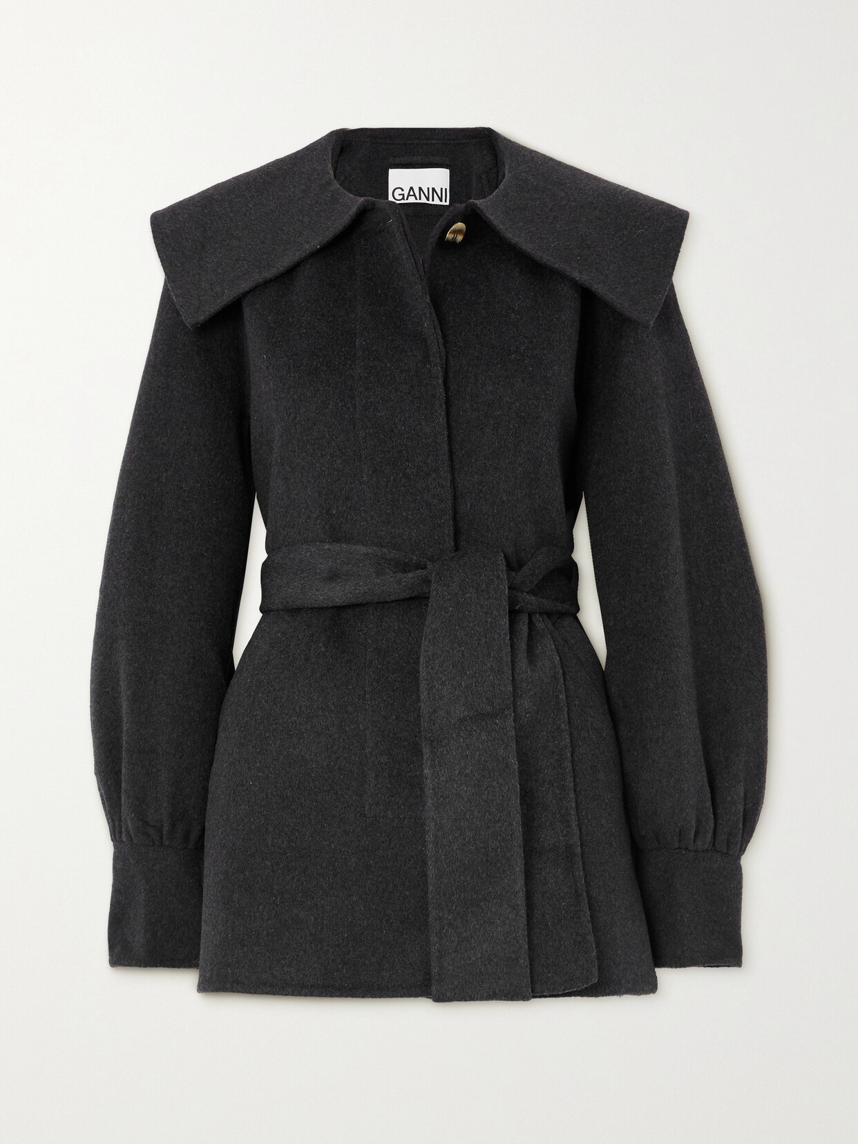 GANNI - Recycled Belted Wool-blend Jacket - Black