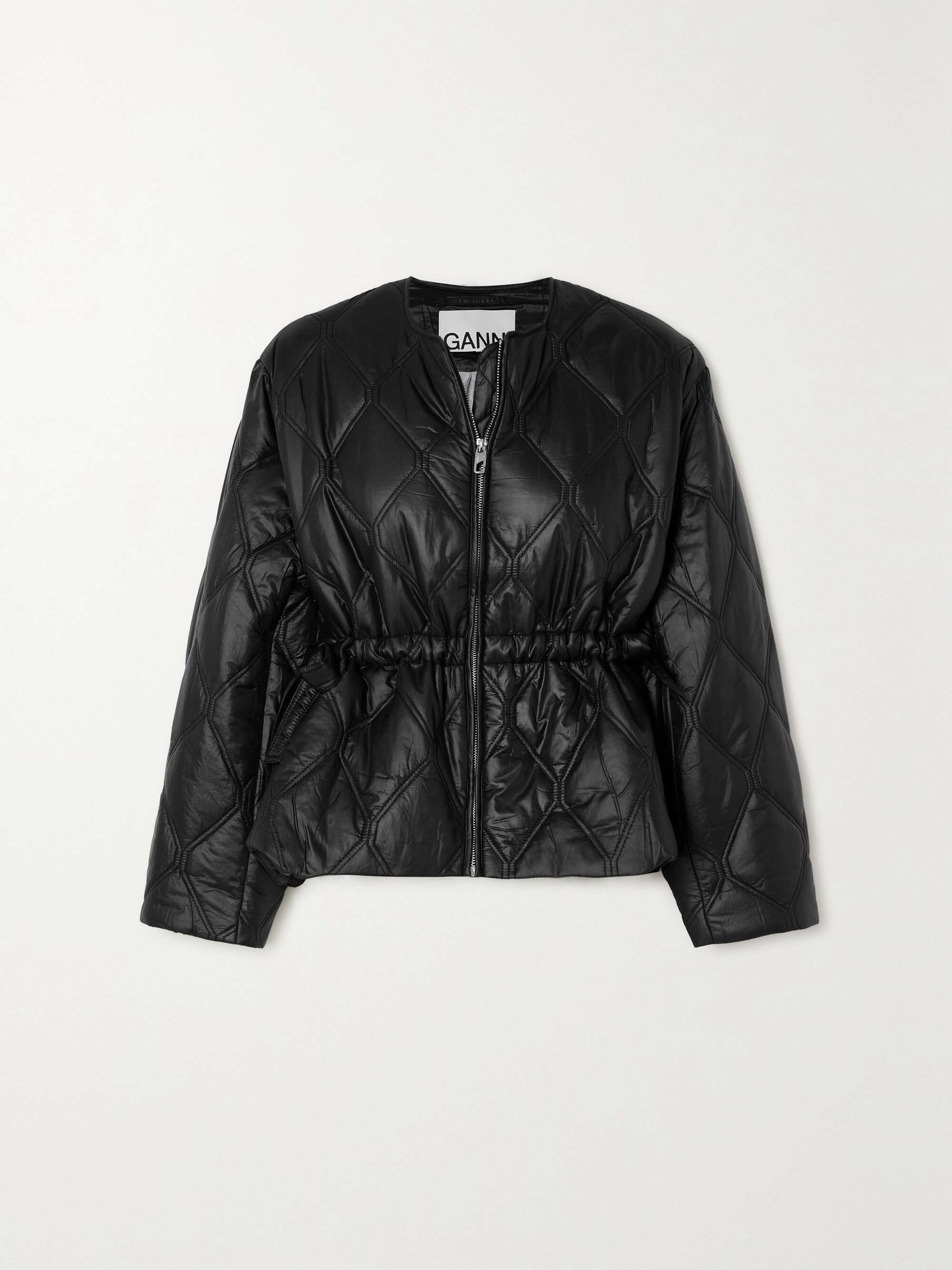 GANNI Quilted glossed recycled-shell jacket | NET-A-PORTER