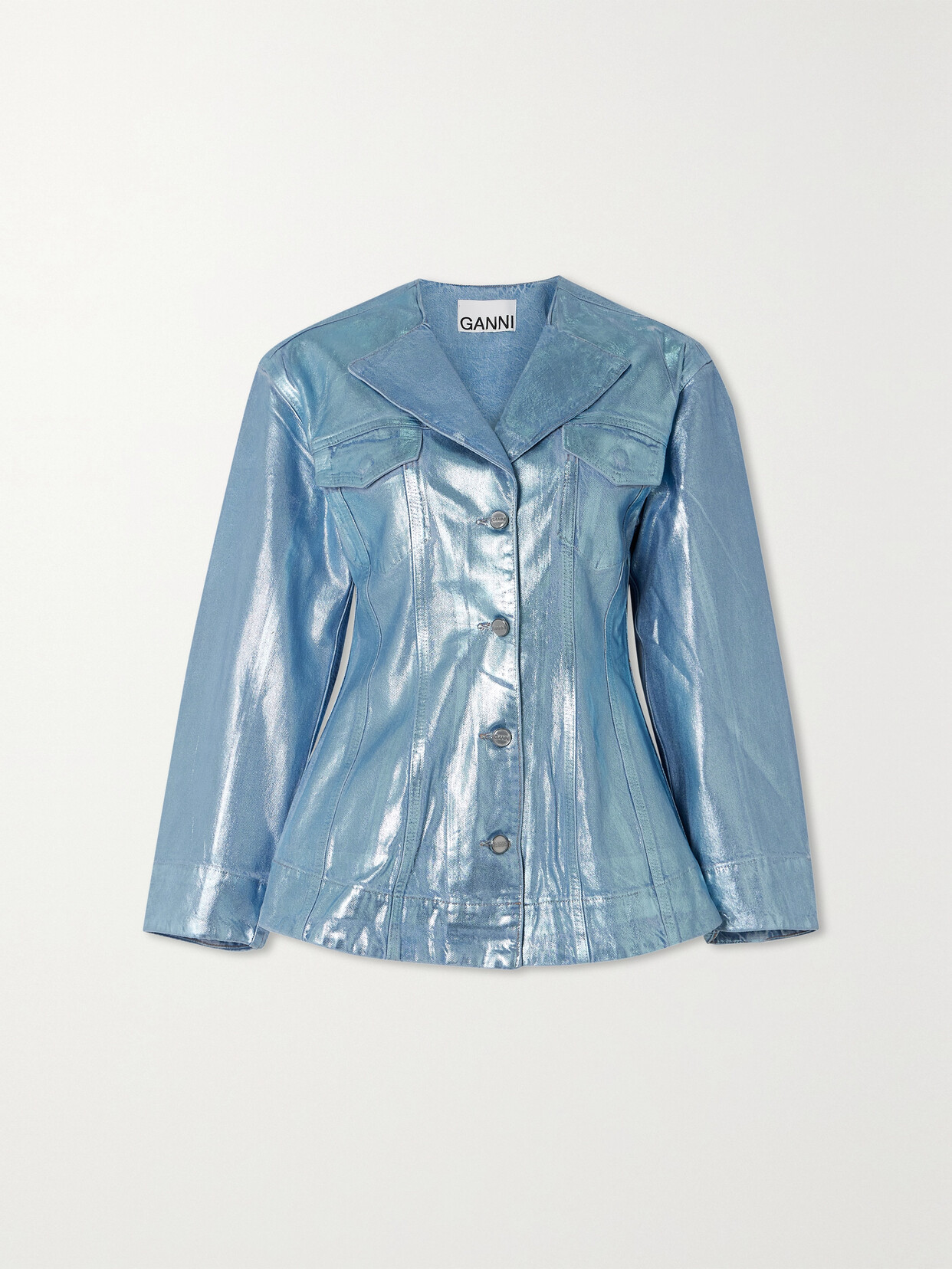 Ganni Woman Denim Outerwear Blue Size 4 Organic Cotton In Blue