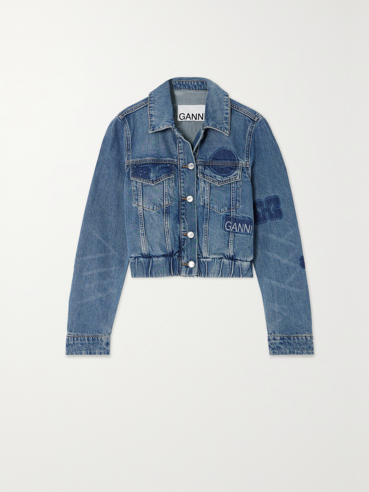 GANNI - Cropped Organic Denim Jacket - Blue