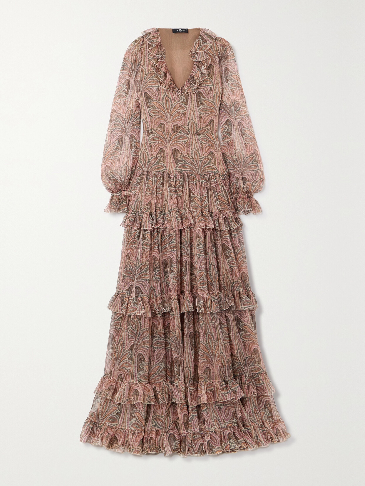 Etro Ruffled Tiered Floral-print Silk-crepon Maxi Dress - Pink