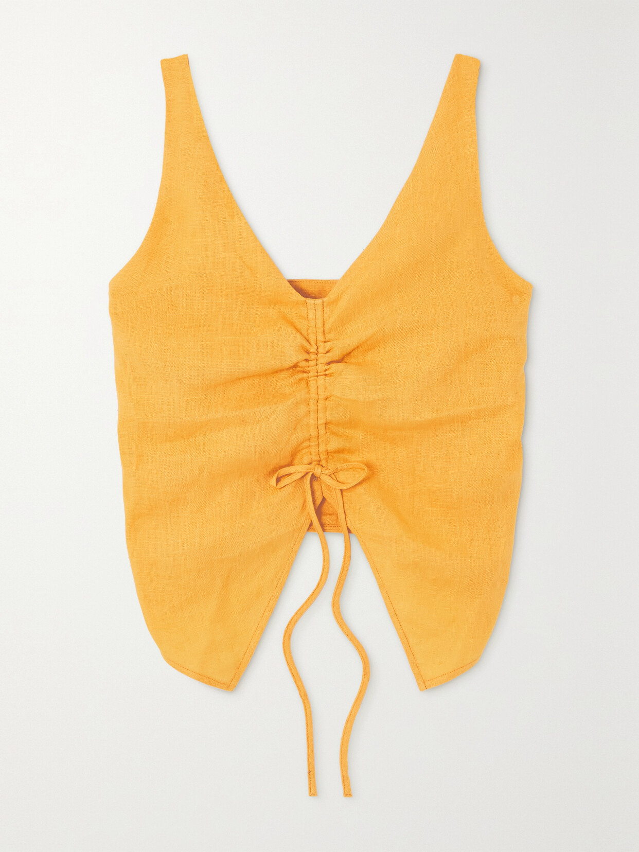 Nanushka - Berdine Ruched Linen Top - Orange