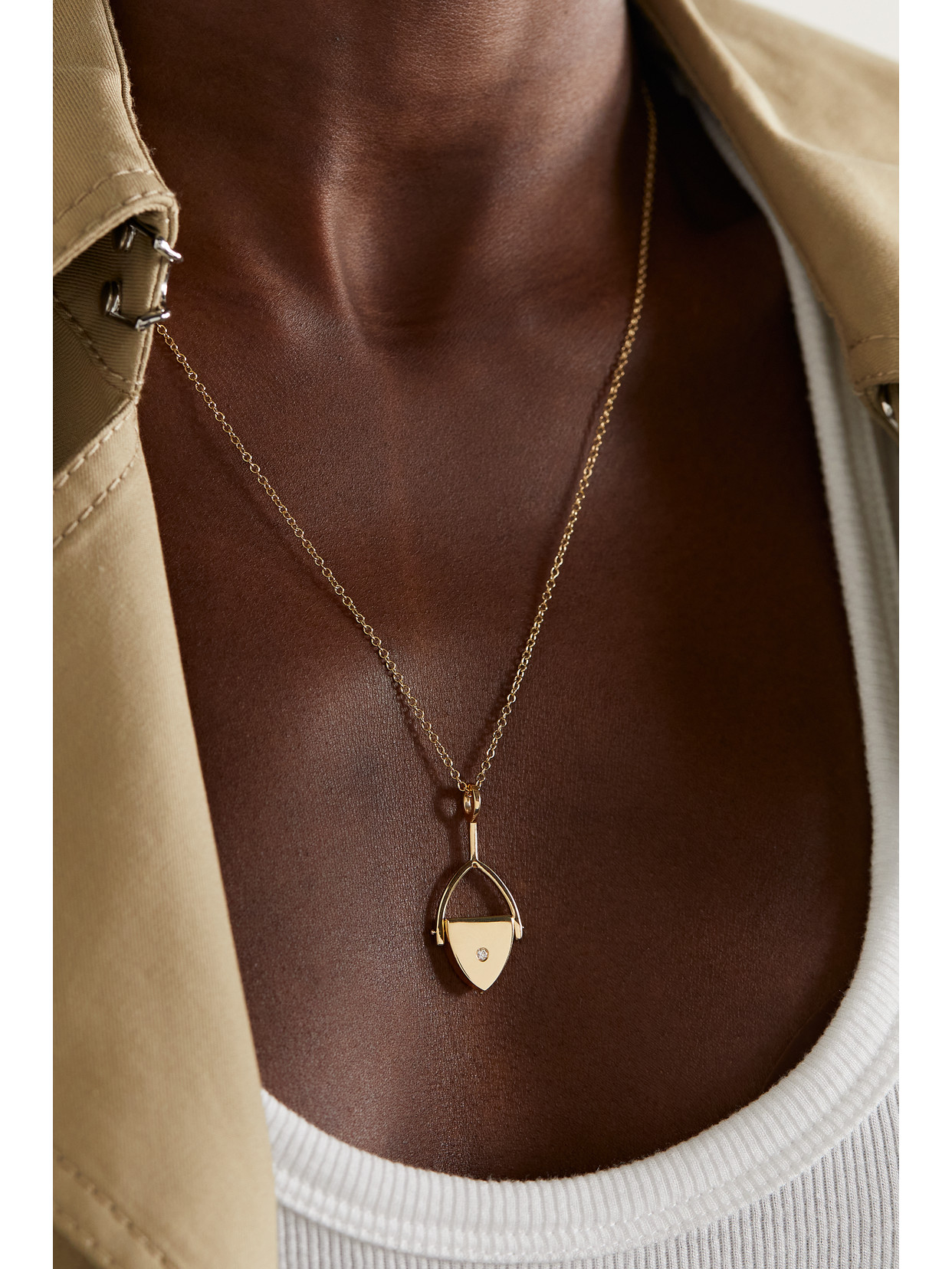 MATEO FLIP 14-KARAT GOLD, PEARL AND DIAMOND NECKLACE