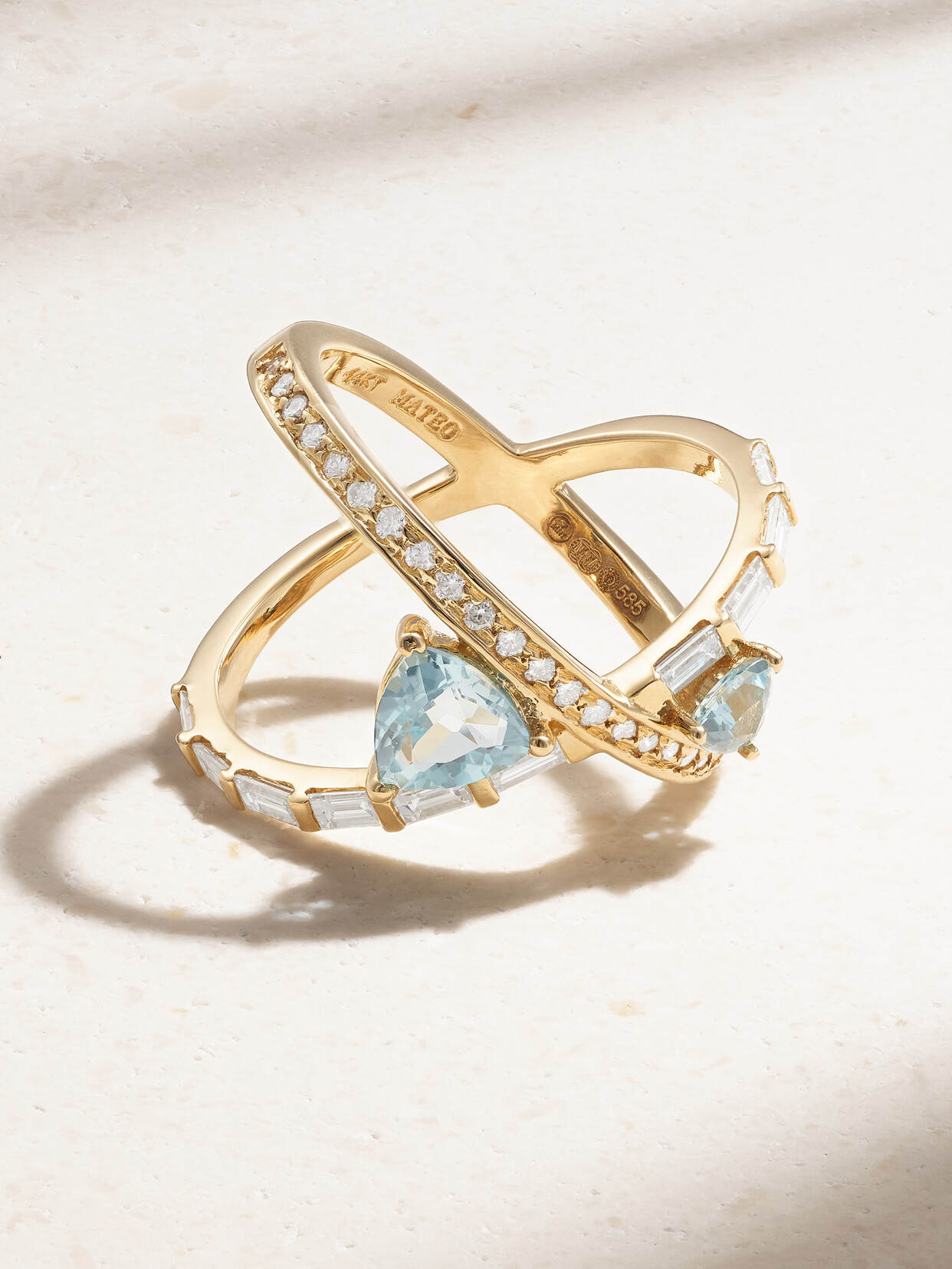 Mateo 14-karat Gold, Diamond And Topaz Ring - 7