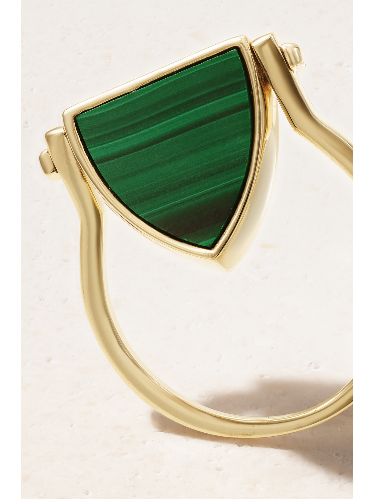 Mateo Flip 14-karat Gold, Malachite And Diamond Ring In Gold