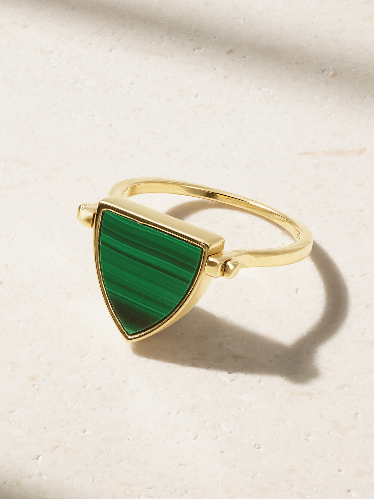 Mateo Flip 14-karat Gold, Malachite And Diamond Ring