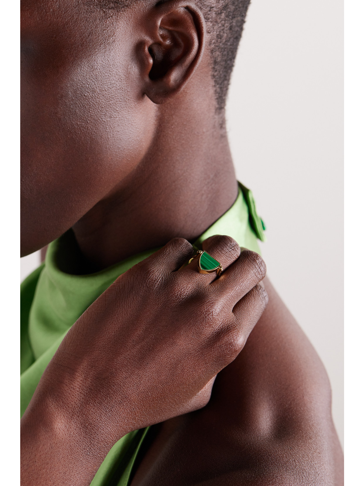 Mateo Flip 14-karat Gold, Malachite And Diamond Ring In Gold